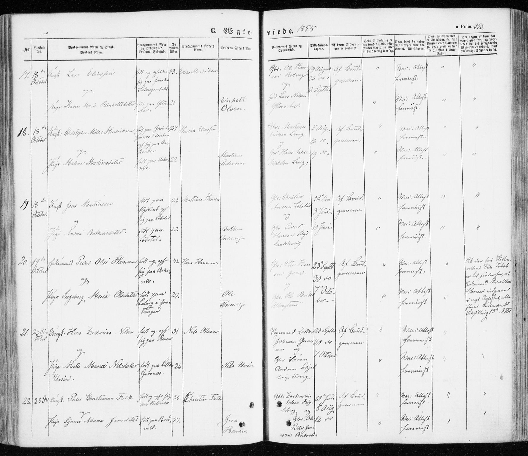 Ibestad sokneprestembete, SATØ/S-0077/H/Ha/Haa/L0008kirke: Parish register (official) no. 8, 1850-1859, p. 353