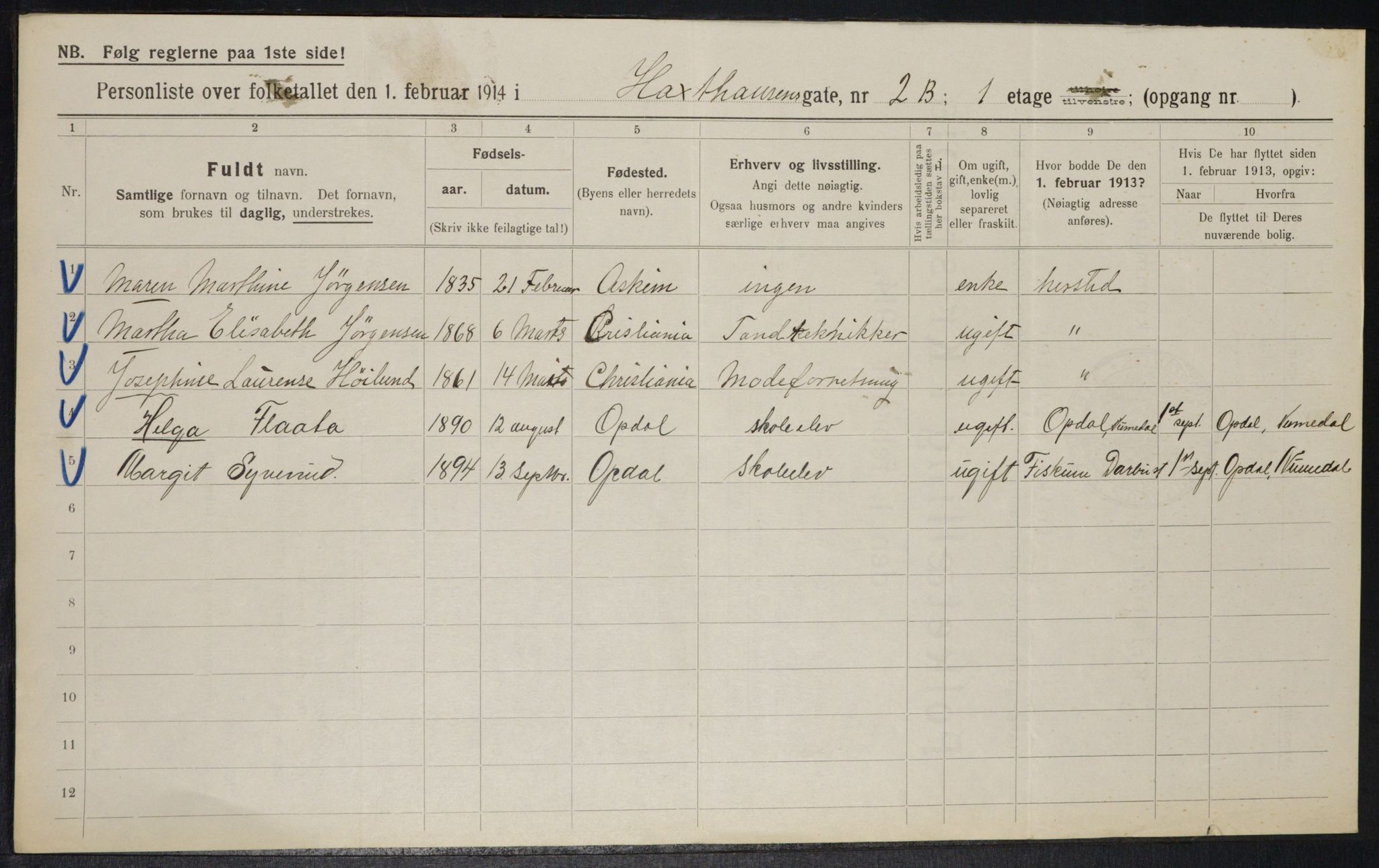 OBA, Municipal Census 1914 for Kristiania, 1914, p. 35593