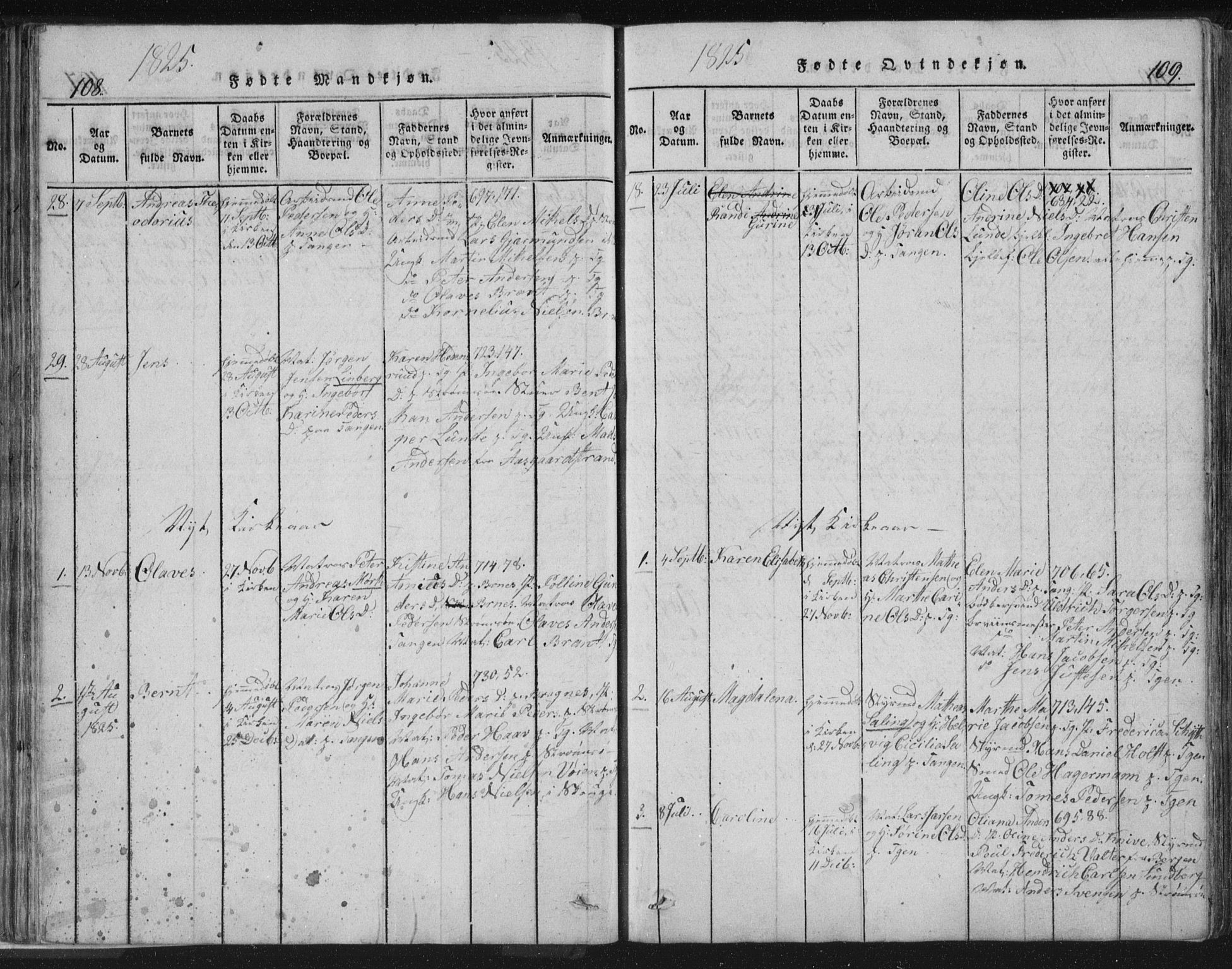 Strømsø kirkebøker, AV/SAKO-A-246/F/Fb/L0004: Parish register (official) no. II 4, 1814-1843, p. 108-109