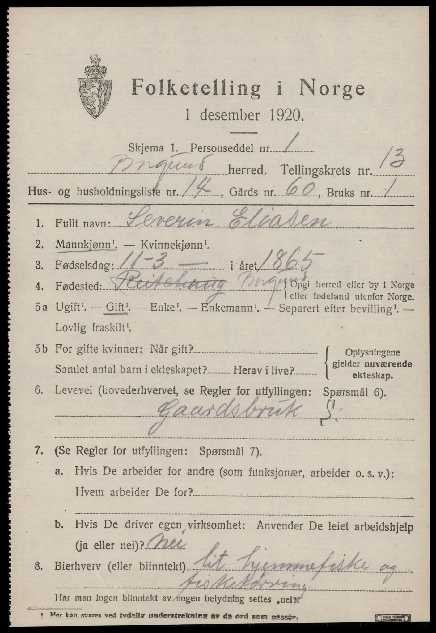 SAT, 1920 census for Borgund, 1920, p. 11240