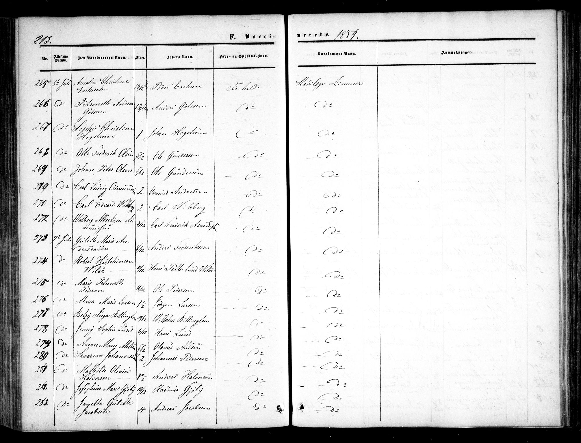 Halden prestekontor Kirkebøker, AV/SAO-A-10909/F/Fa/L0008: Parish register (official) no. I 8, 1857-1865, p. 213