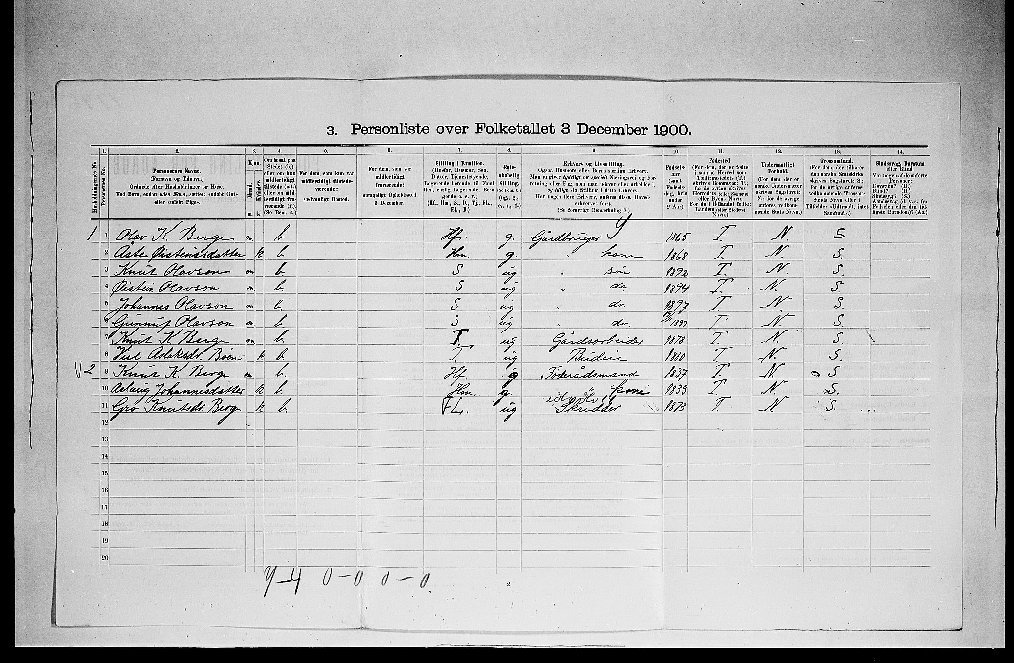 SAKO, 1900 census for Tinn, 1900, p. 730