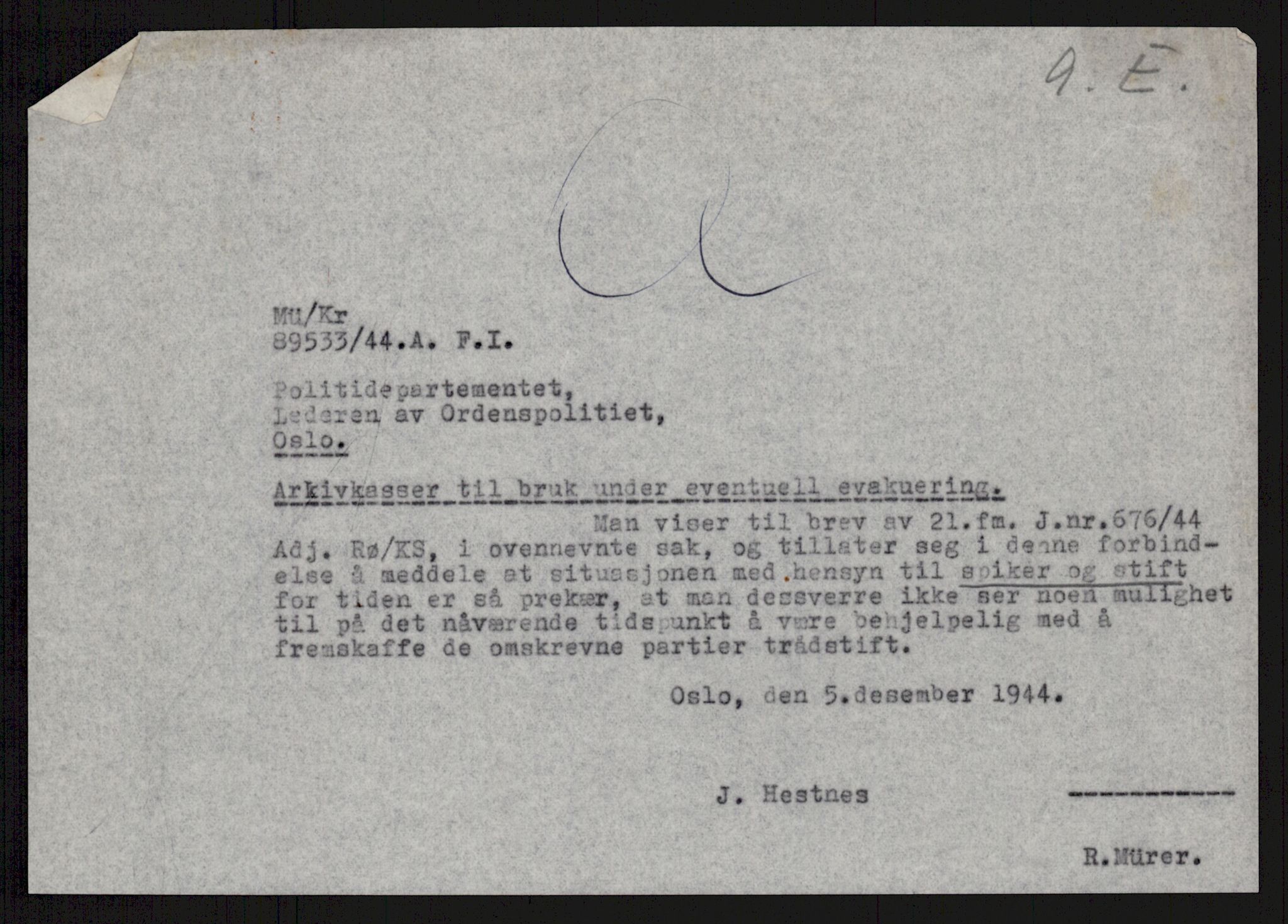Direktoratet for industriforsyning, Sekretariatet, AV/RA-S-4153/D/Df/L0055: 9. Metallkontoret, 1940-1945, p. 53
