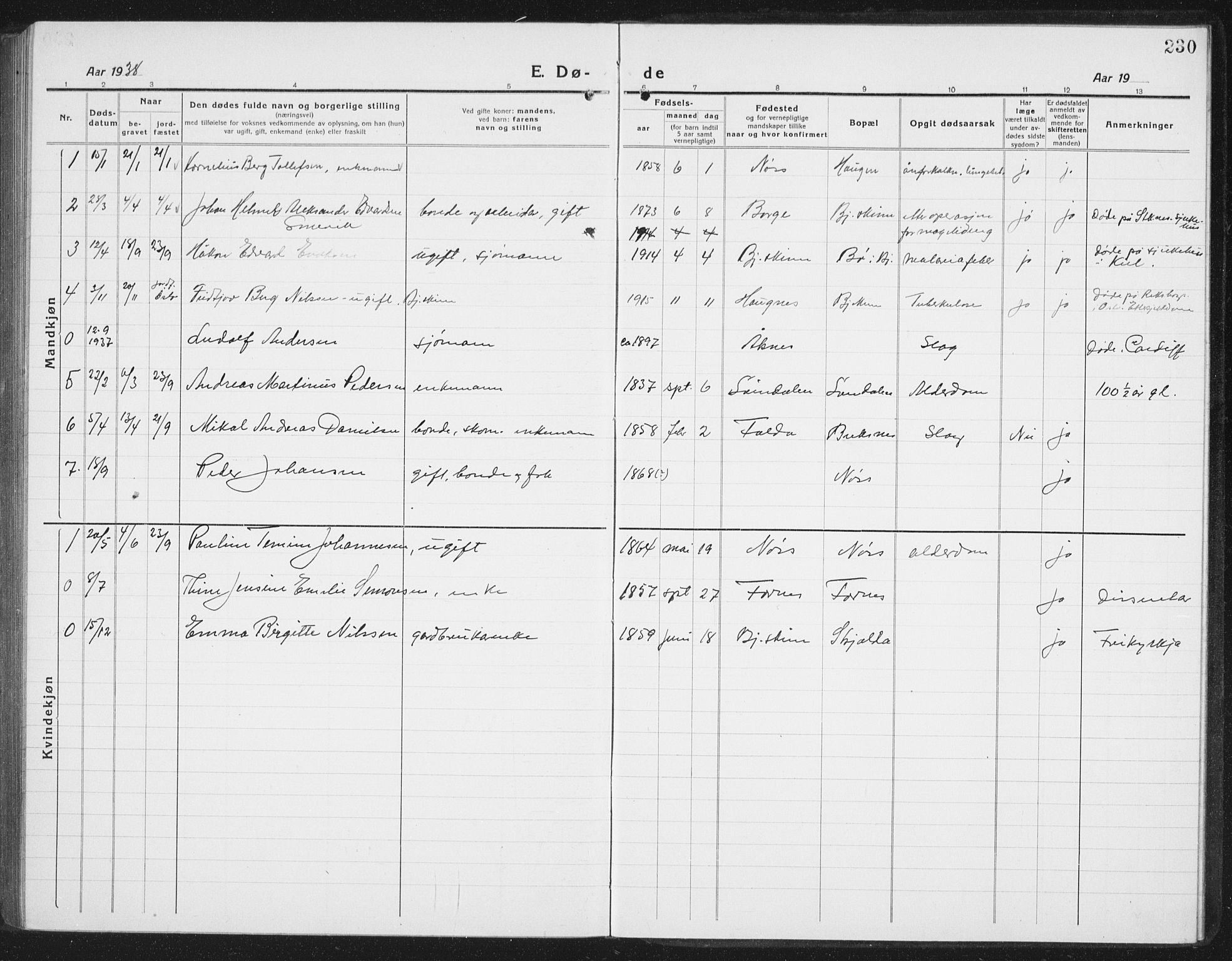 Ministerialprotokoller, klokkerbøker og fødselsregistre - Nordland, AV/SAT-A-1459/898/L1428: Parish register (copy) no. 898C03, 1918-1938, p. 230