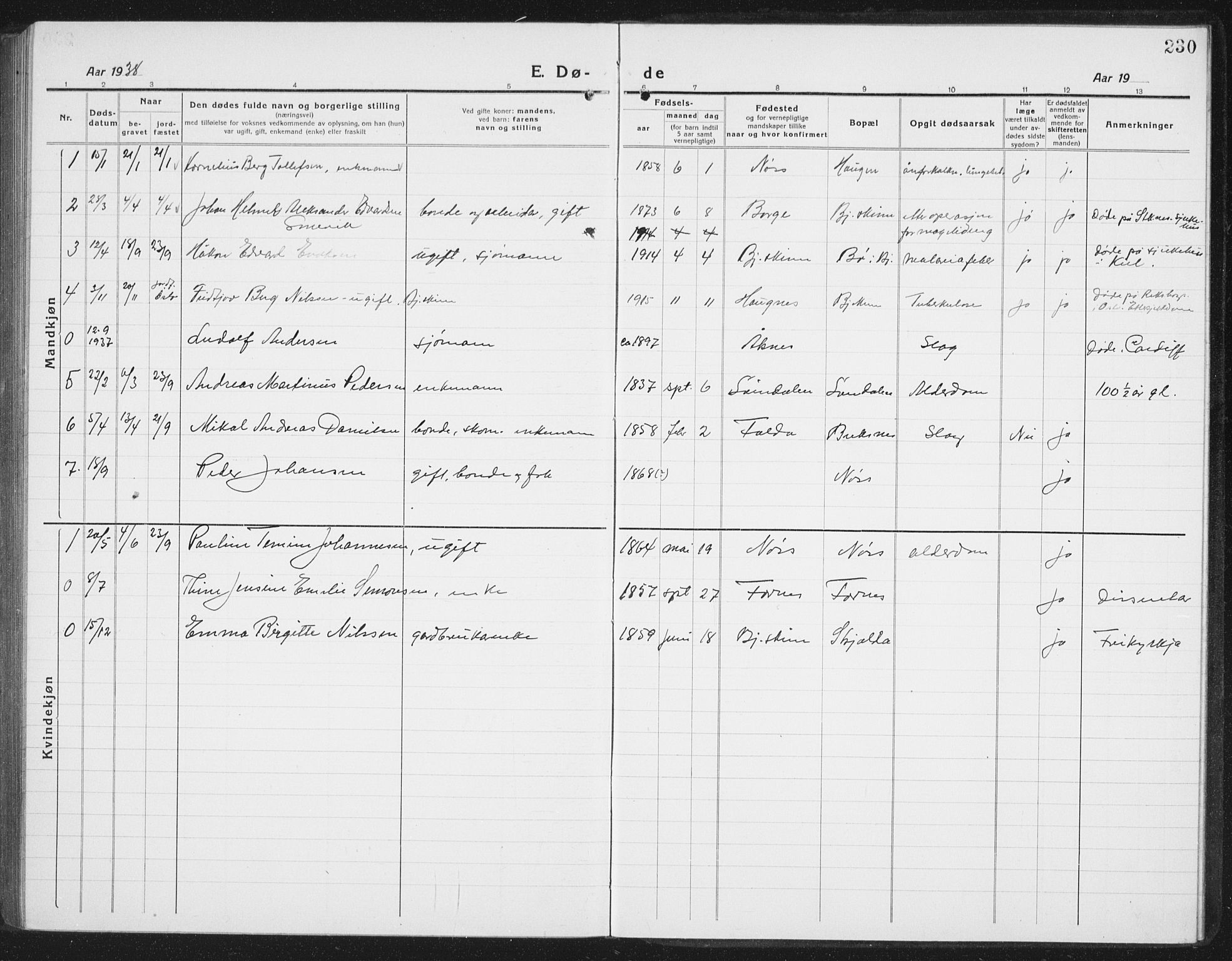 Ministerialprotokoller, klokkerbøker og fødselsregistre - Nordland, AV/SAT-A-1459/898/L1428: Parish register (copy) no. 898C03, 1918-1938, p. 230