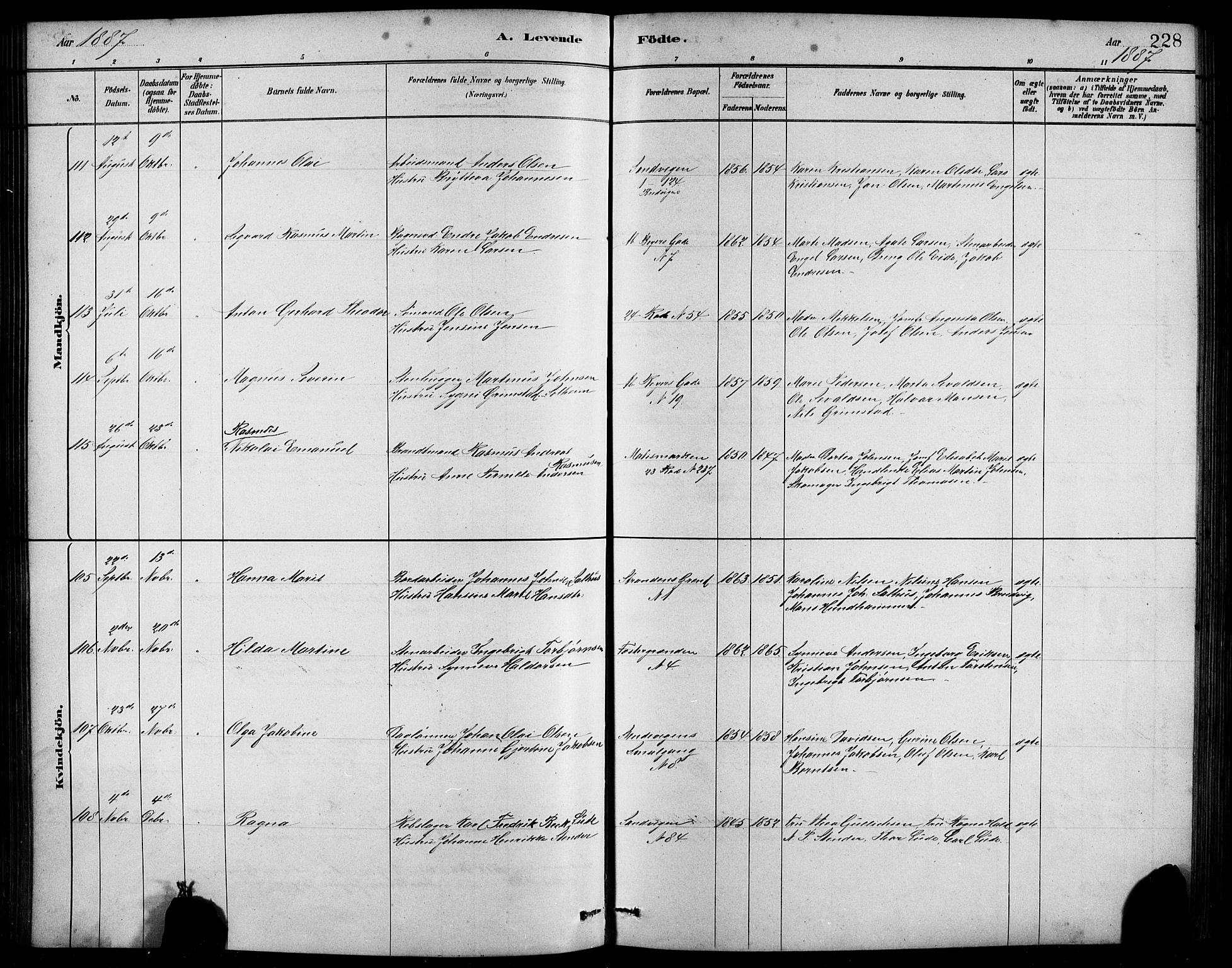 Sandviken Sokneprestembete, AV/SAB-A-77601/H/Hb/L0001: Parish register (copy) no. A 2, 1879-1892, p. 228