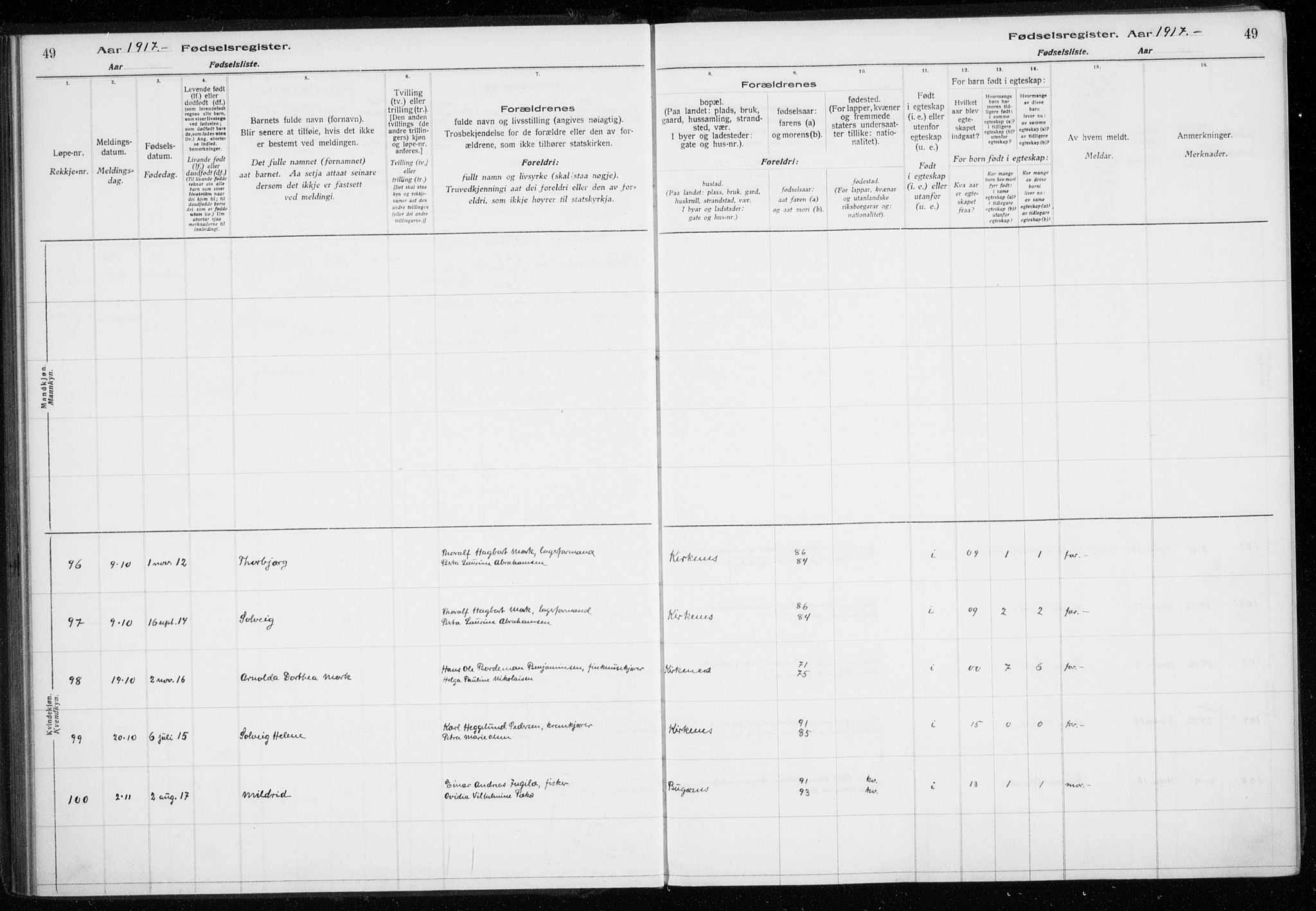 Sør-Varanger sokneprestkontor, AV/SATØ-S-1331/I/Ia/L0016: Birth register no. 16, 1915-1925, p. 49