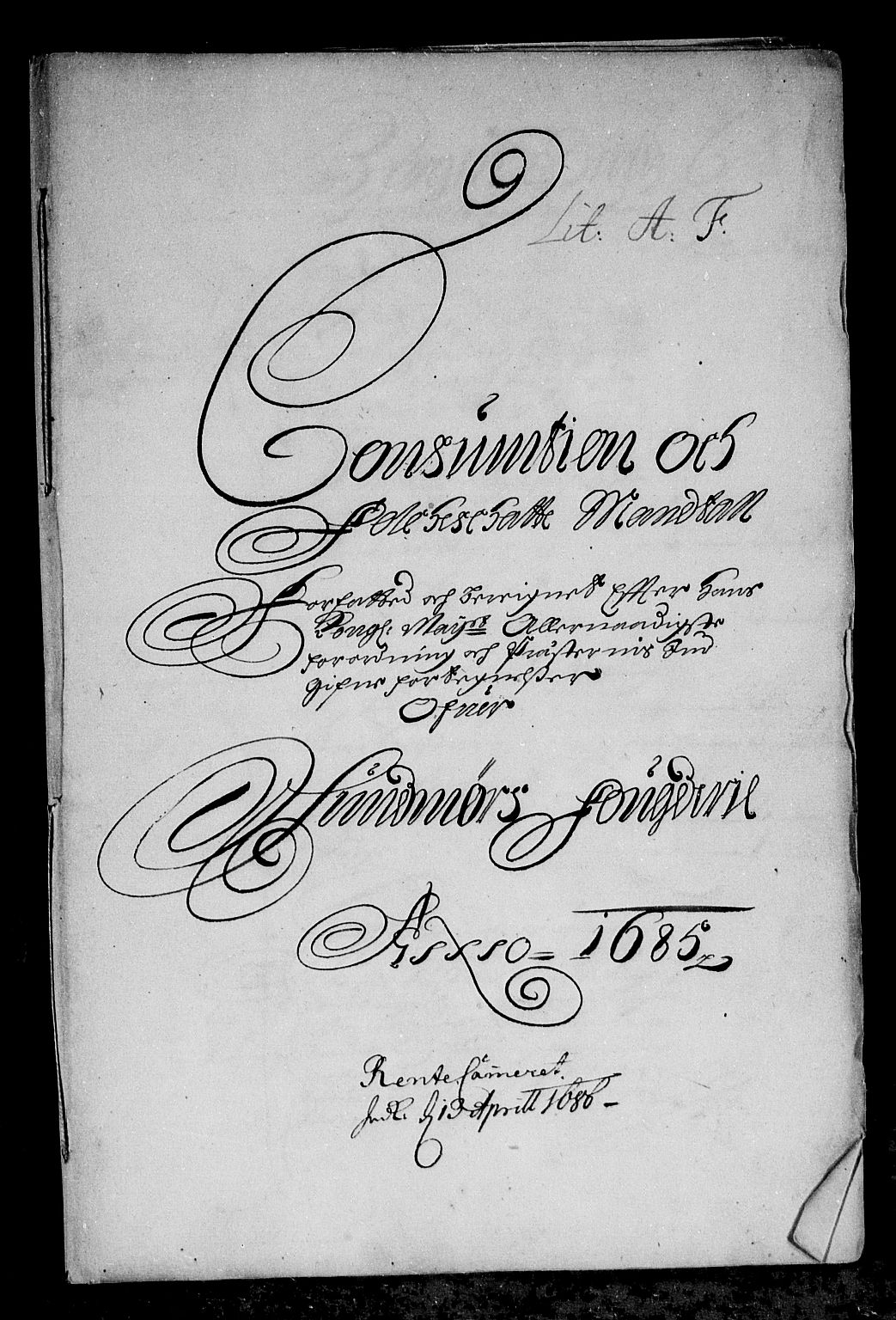 Rentekammeret inntil 1814, Reviderte regnskaper, Stiftamtstueregnskaper, Bergen stiftamt, AV/RA-EA-6043/R/Rc/L0077: Bergen stiftamt, 1685