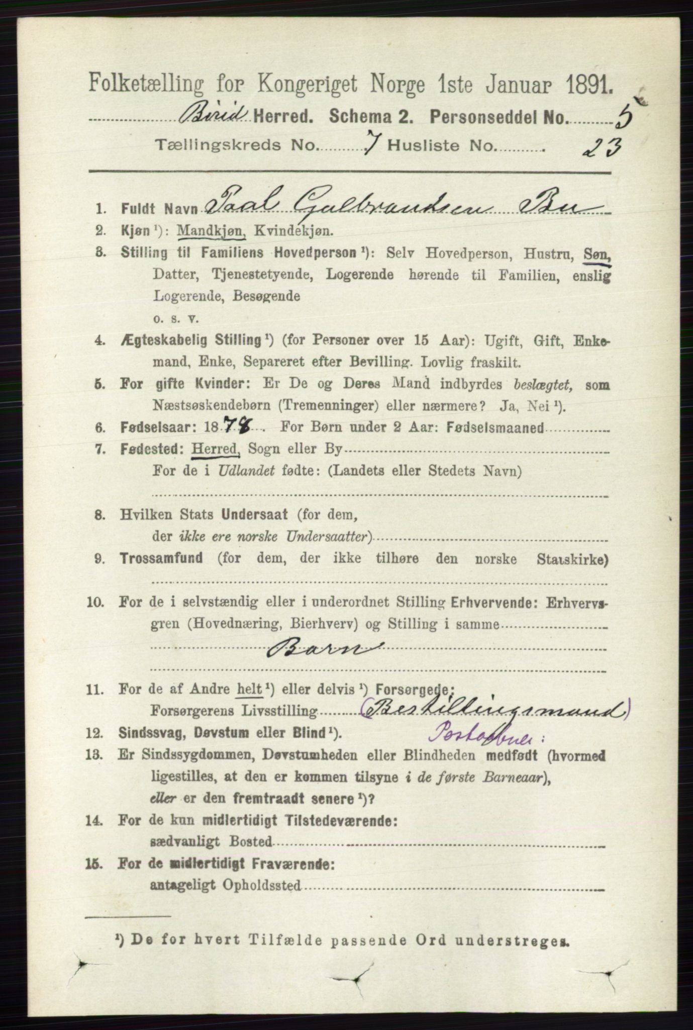 RA, 1891 census for 0525 Biri, 1891, p. 2587