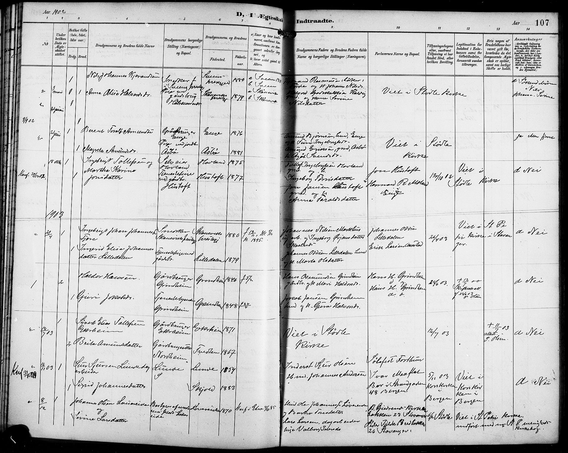 Etne sokneprestembete, SAB/A-75001/H/Hab: Parish register (copy) no. C 5, 1896-1920, p. 107