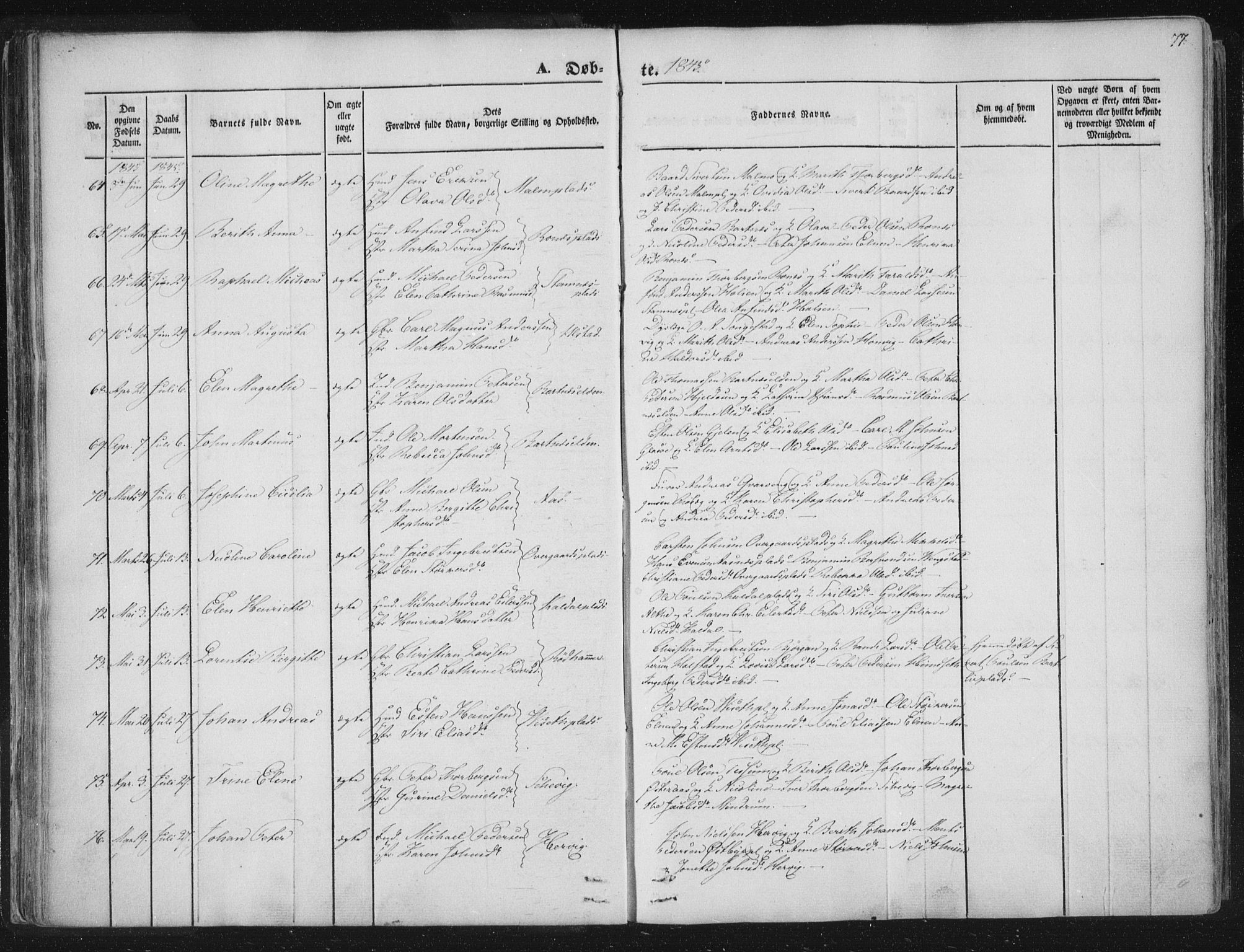 Ministerialprotokoller, klokkerbøker og fødselsregistre - Nord-Trøndelag, SAT/A-1458/741/L0392: Parish register (official) no. 741A06, 1836-1848, p. 77