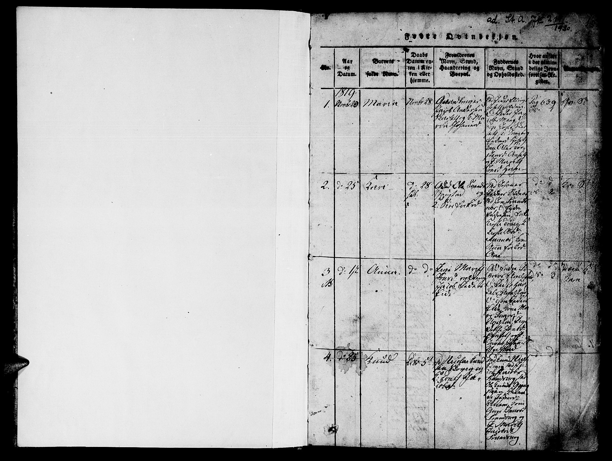 Ministerialprotokoller, klokkerbøker og fødselsregistre - Møre og Romsdal, SAT/A-1454/568/L0800: Parish register (official) no. 568A09 /1, 1819-1830, p. 0-1