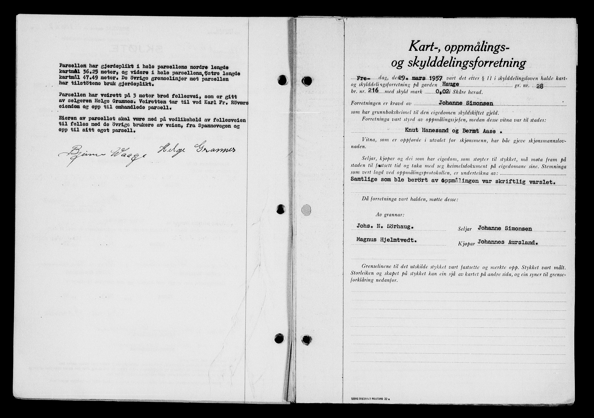 Karmsund sorenskriveri, AV/SAST-A-100311/01/II/IIB/L0125: Mortgage book no. 105A, 1957-1957, Diary no: : 1522/1957