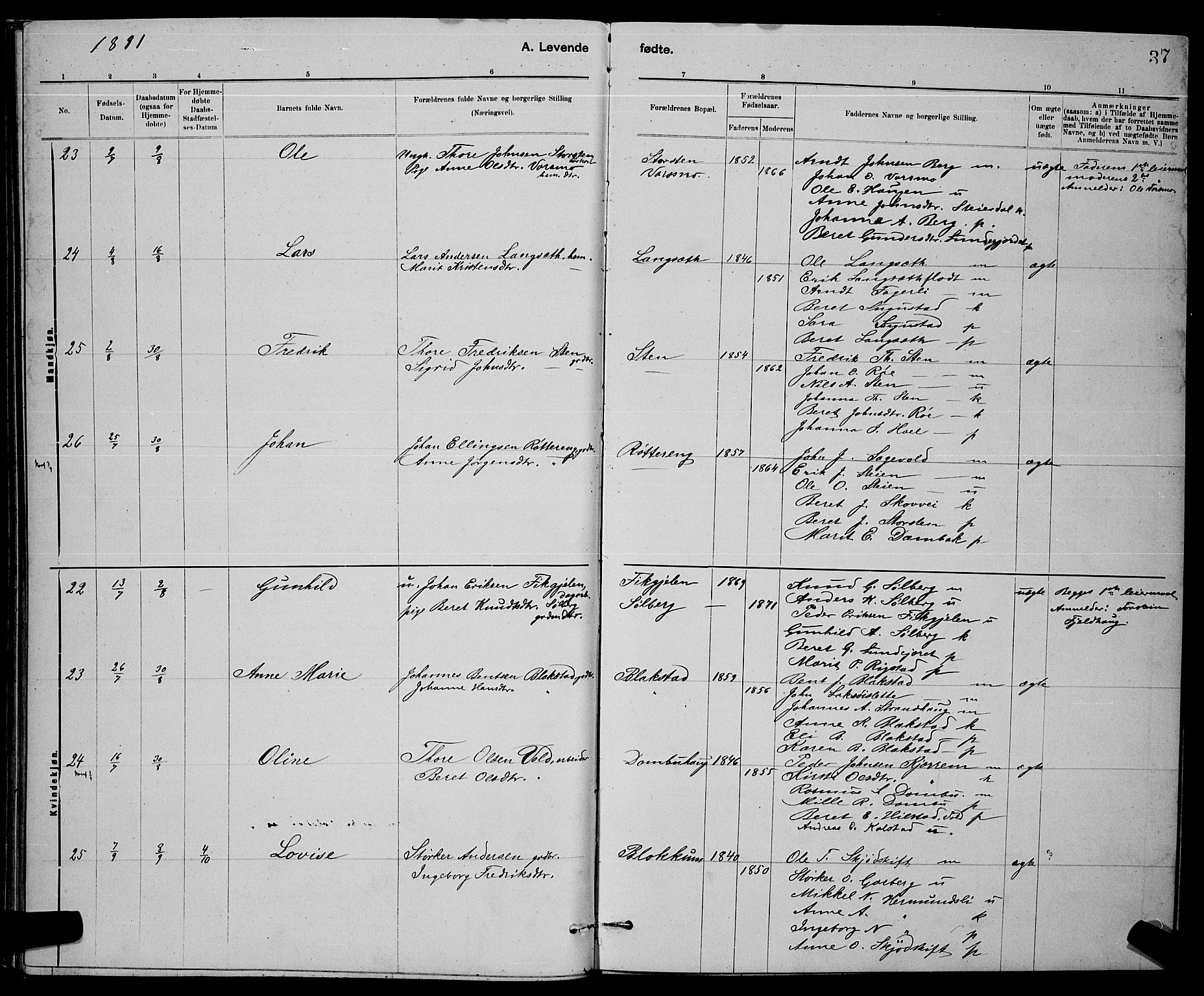 Ministerialprotokoller, klokkerbøker og fødselsregistre - Sør-Trøndelag, SAT/A-1456/672/L0863: Parish register (copy) no. 672C02, 1888-1901, p. 37