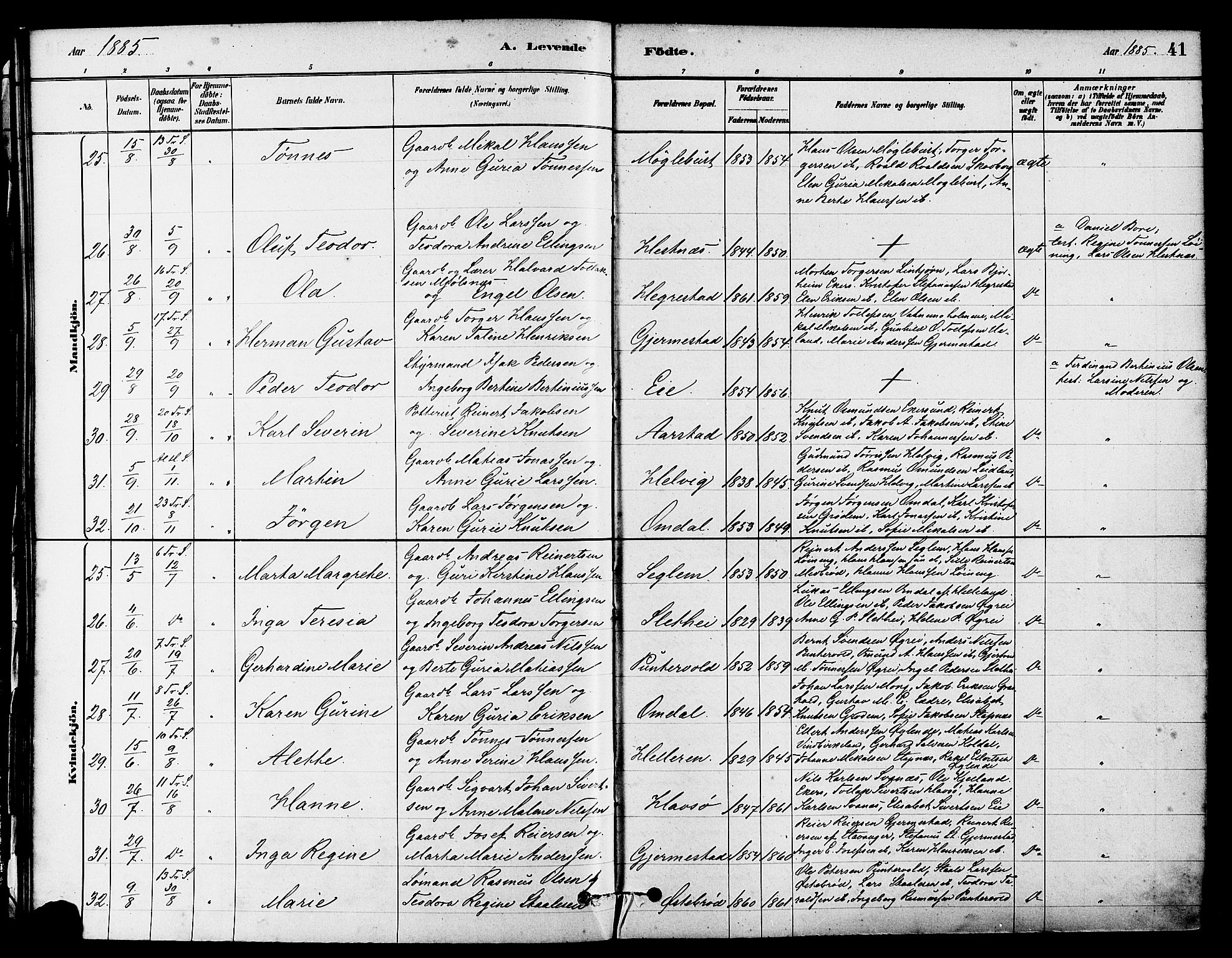 Eigersund sokneprestkontor, AV/SAST-A-101807/S08/L0017: Parish register (official) no. A 14, 1879-1892, p. 41