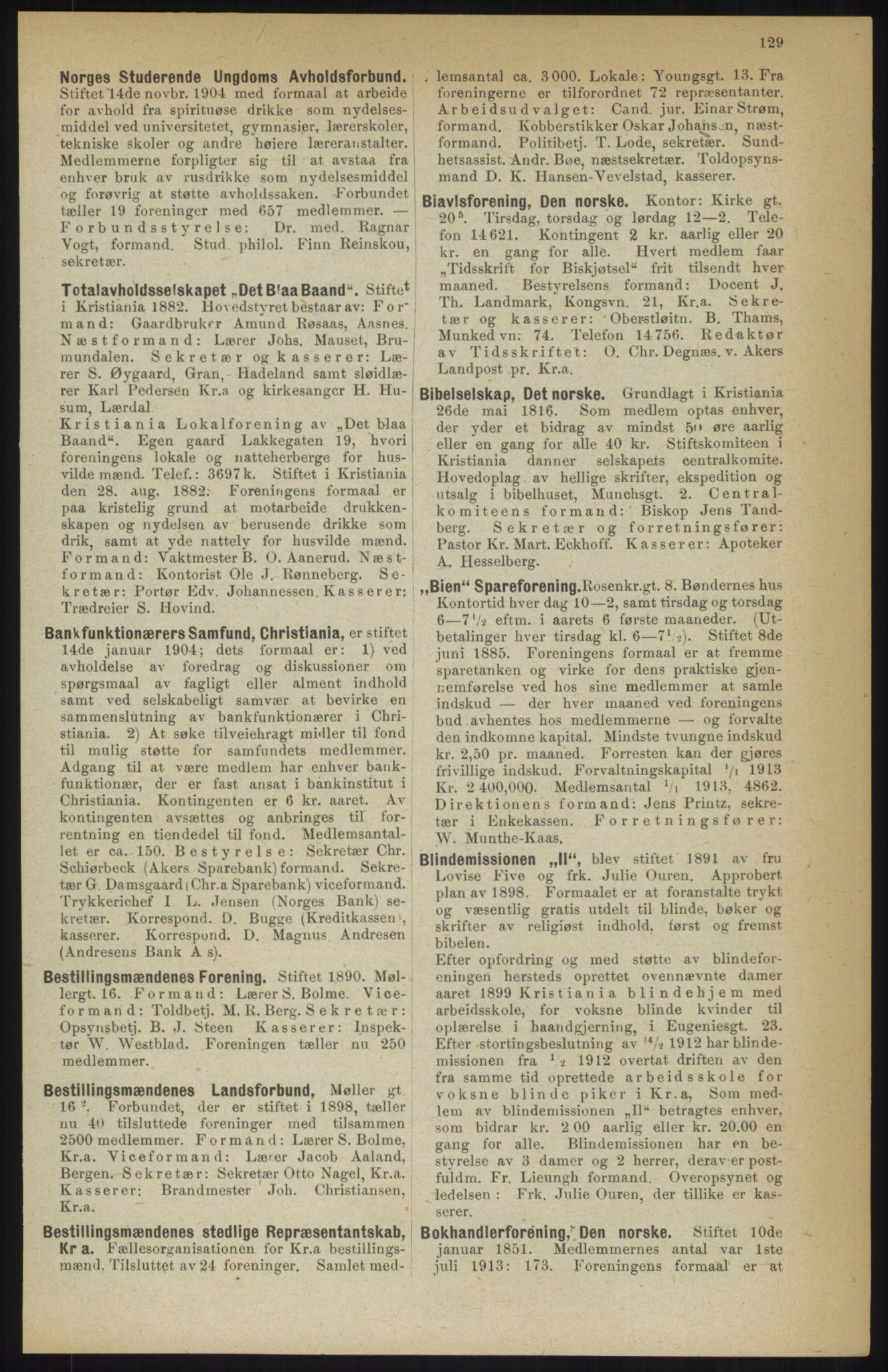 Kristiania/Oslo adressebok, PUBL/-, 1914, p. 129