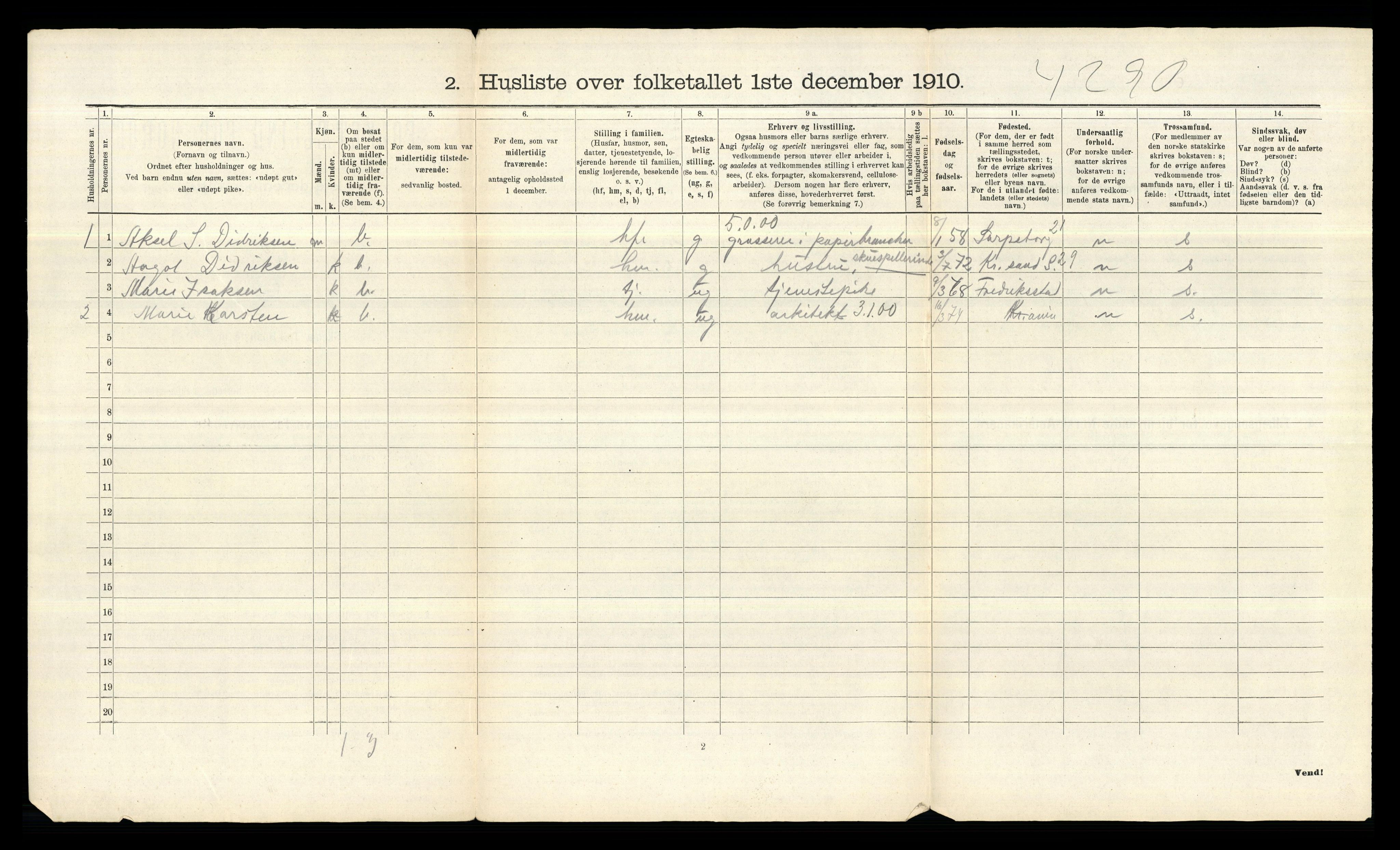 RA, 1910 census for Aker, 1910, p. 1704