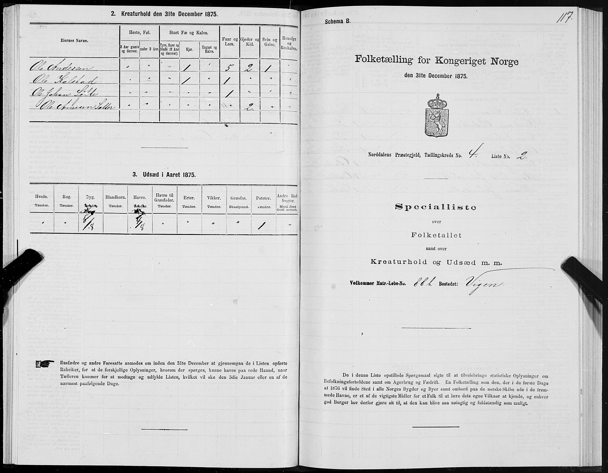 SAT, 1875 census for 1524P Norddal, 1875, p. 2117