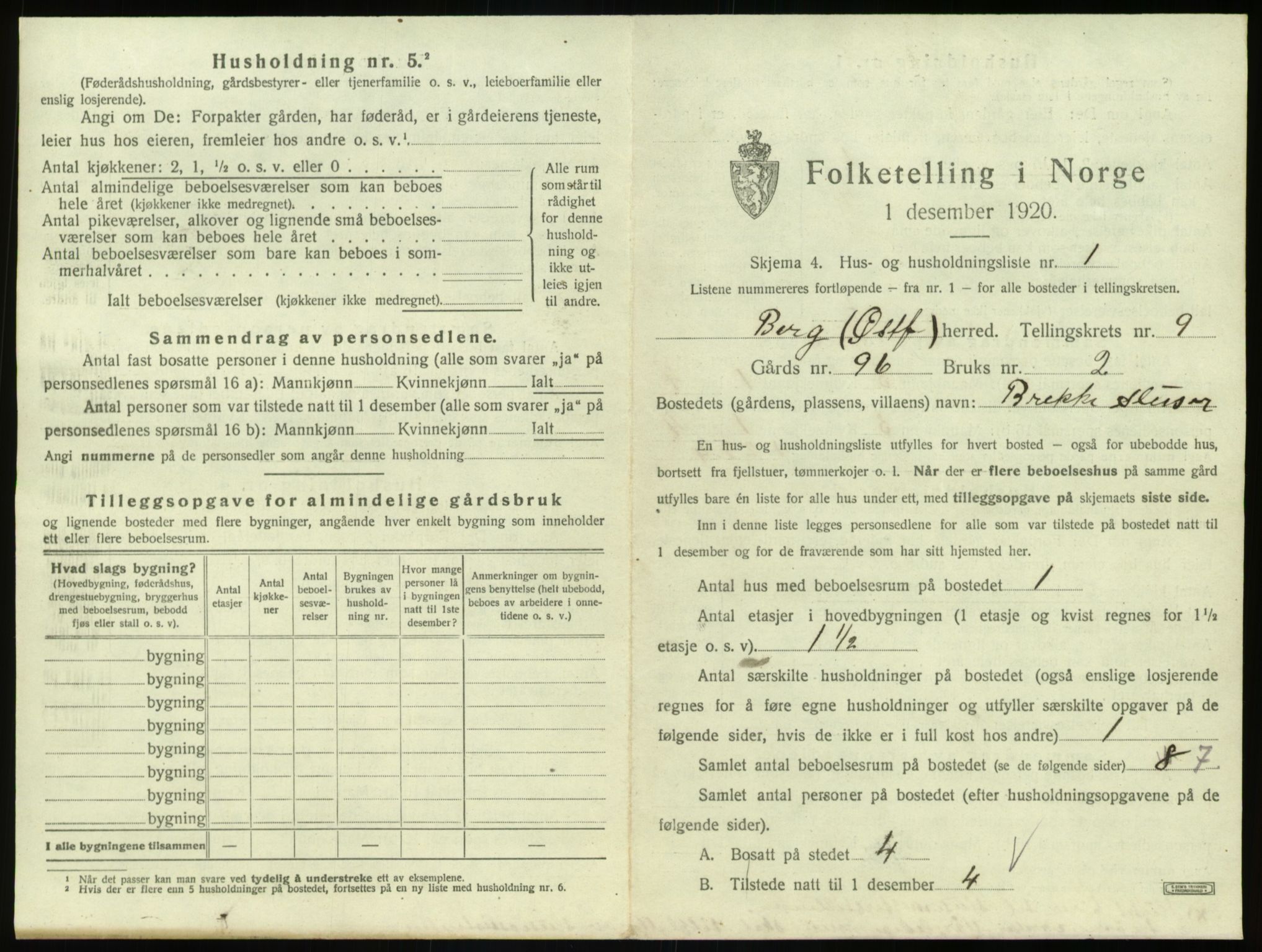 SAO, 1920 census for Berg, 1920, p. 1917