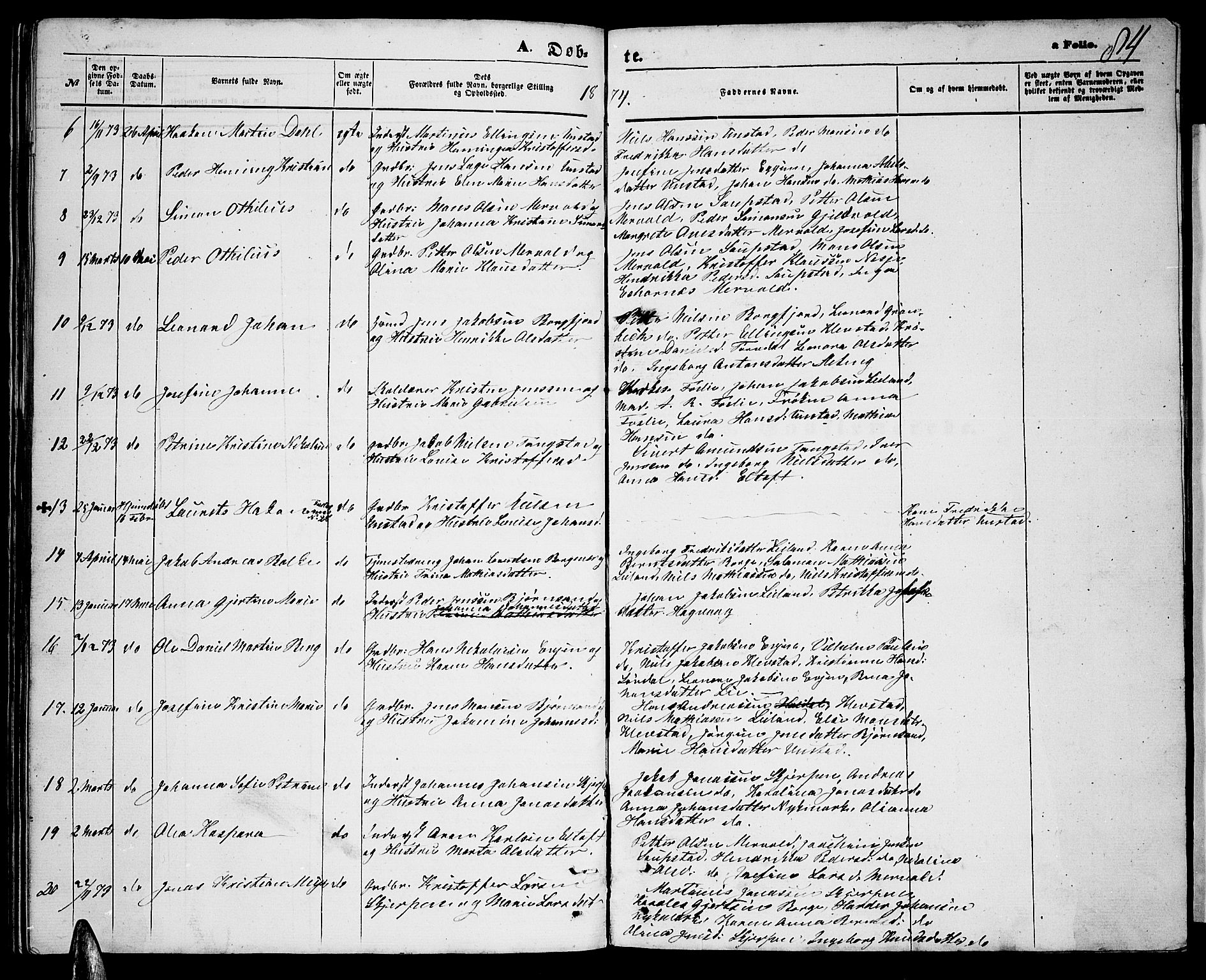 Ministerialprotokoller, klokkerbøker og fødselsregistre - Nordland, AV/SAT-A-1459/880/L1140: Parish register (copy) no. 880C02, 1861-1875, p. 84