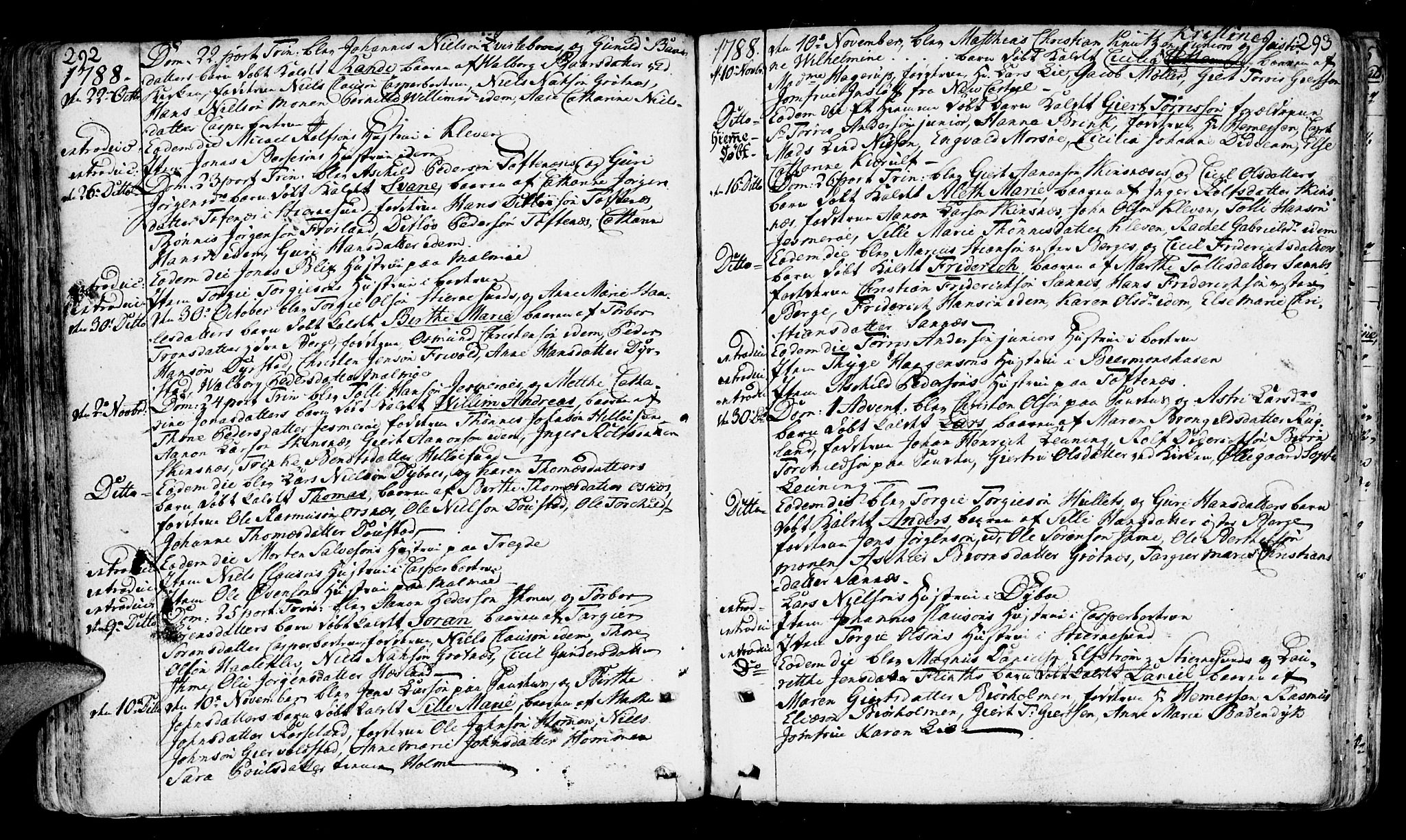 Mandal sokneprestkontor, SAK/1111-0030/F/Fa/Faa/L0003: Parish register (official) no. A 3, 1748-1794, p. 292-293
