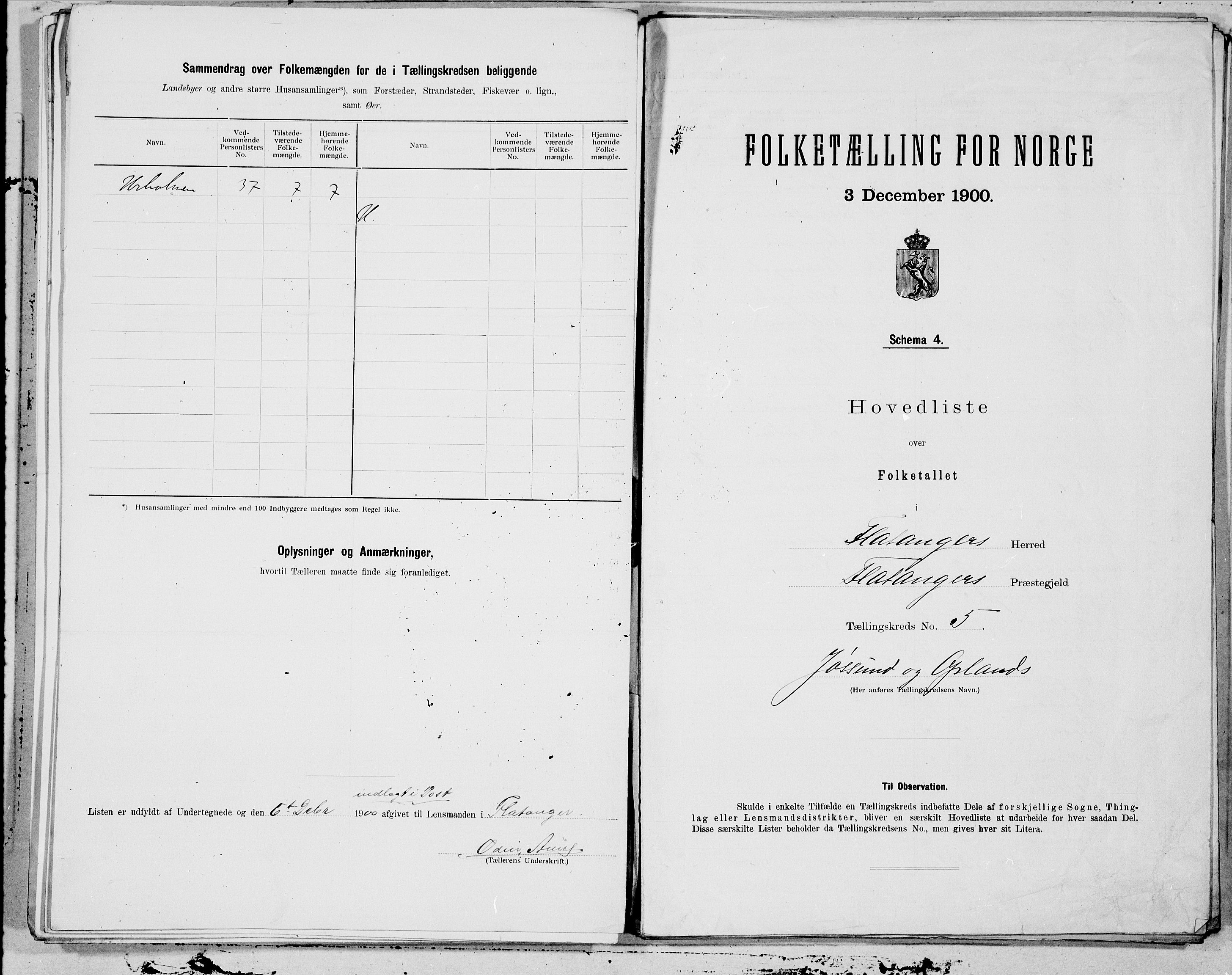 SAT, 1900 census for Flatanger, 1900, p. 10