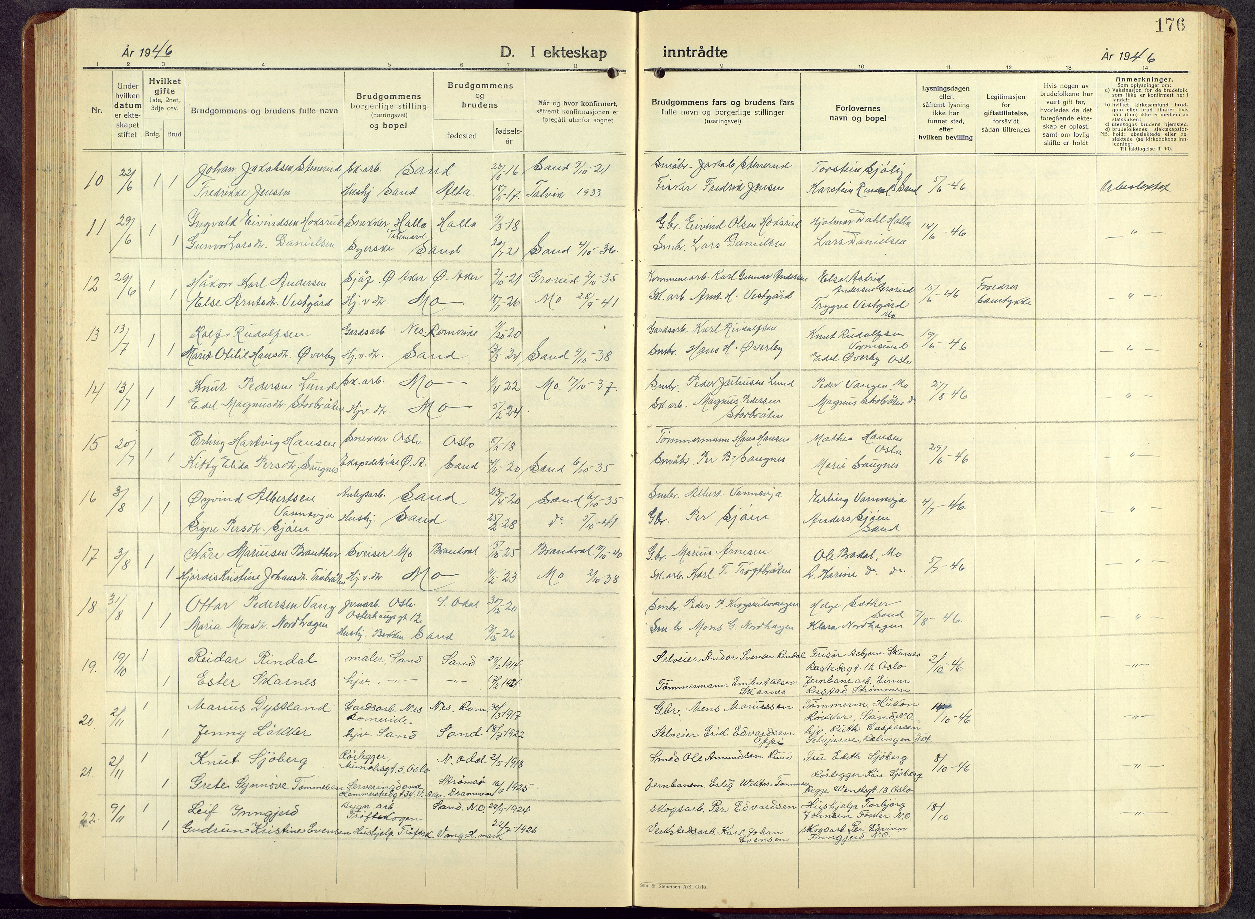 Nord-Odal prestekontor, AV/SAH-PREST-032/H/Ha/Hab/L0007: Parish register (copy) no. 7, 1939-1957, p. 176