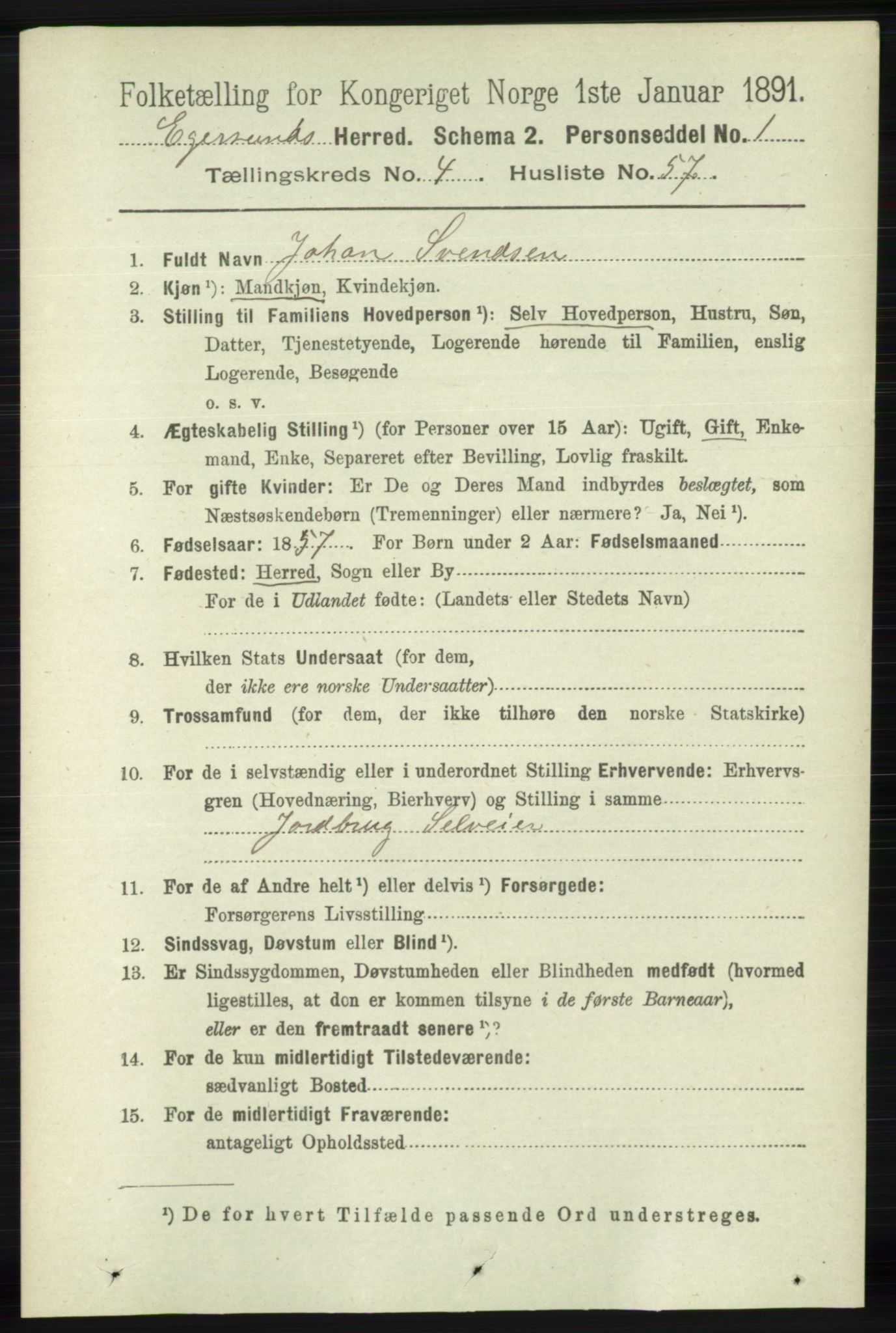 RA, 1891 census for 1116 Eigersund herred, 1891, p. 2002