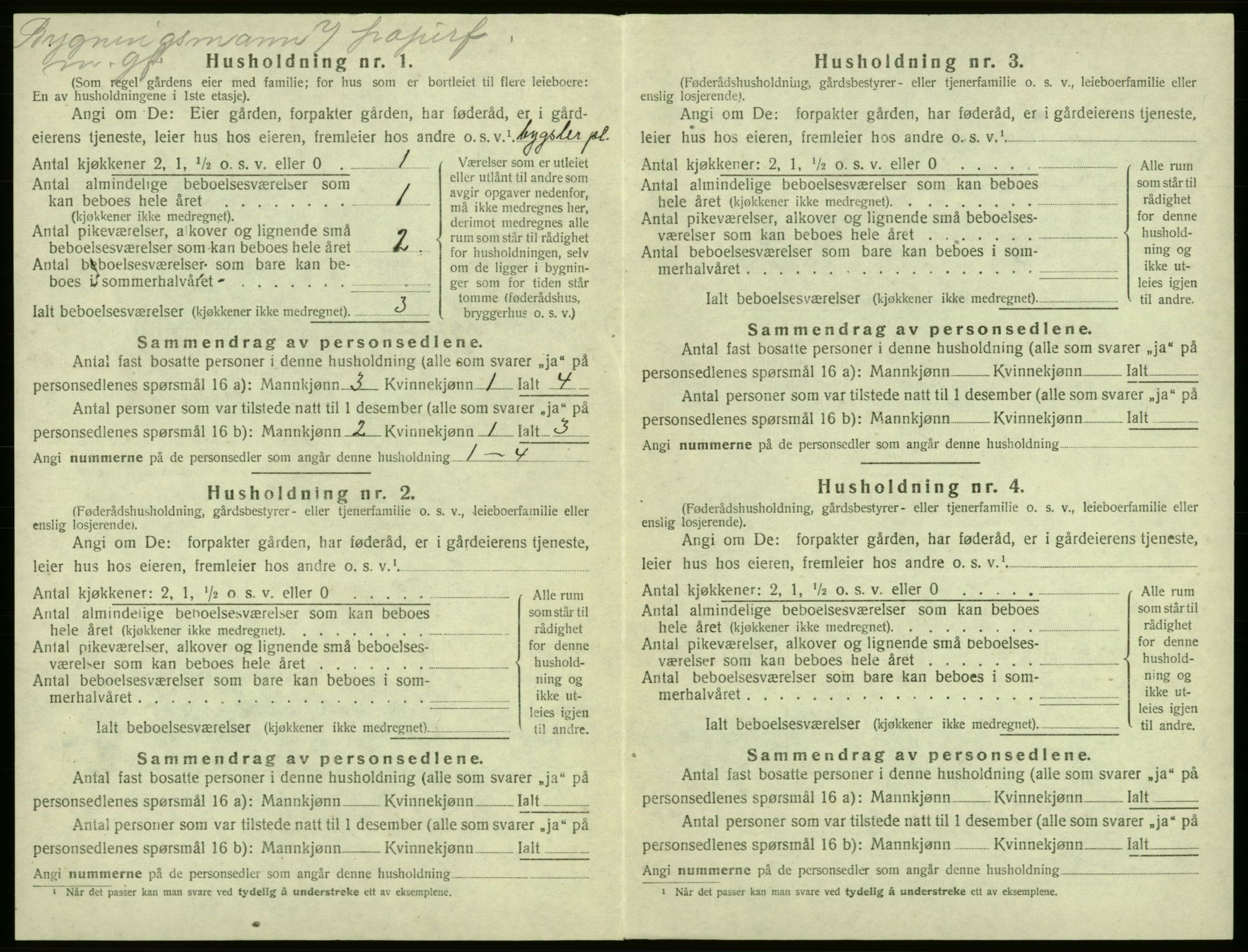 SAB, 1920 census for Tysnes, 1920, p. 1245