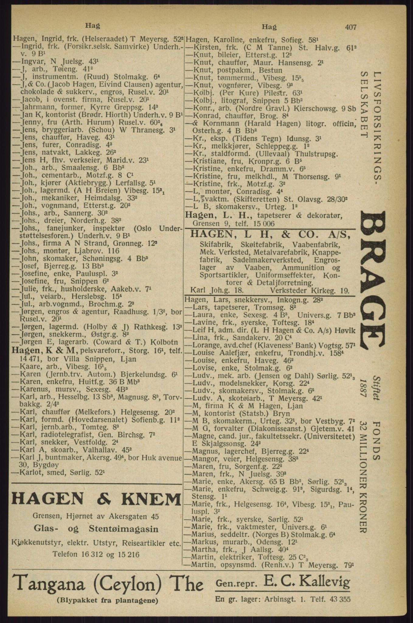 Kristiania/Oslo adressebok, PUBL/-, 1927, p. 407