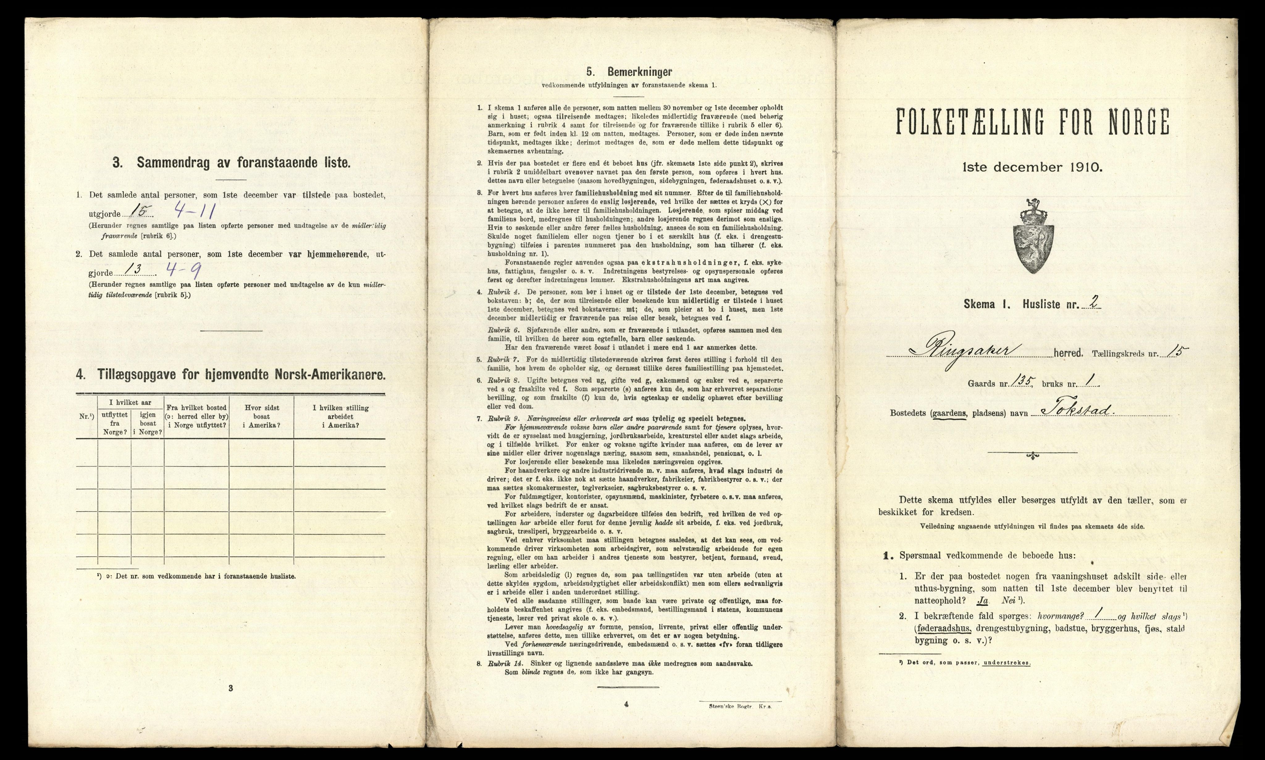 RA, 1910 census for Ringsaker, 1910, p. 2899