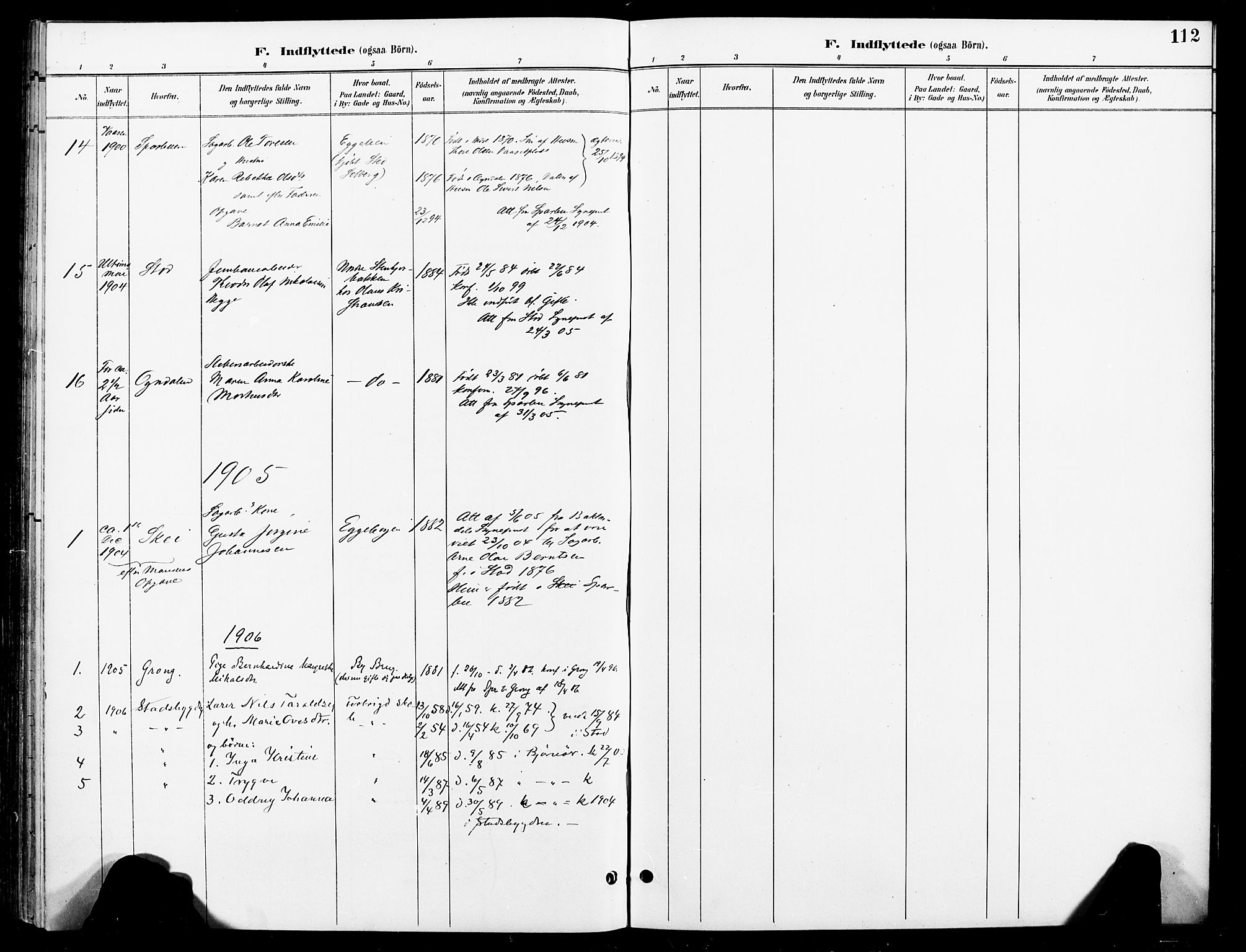 Ministerialprotokoller, klokkerbøker og fødselsregistre - Nord-Trøndelag, SAT/A-1458/740/L0379: Parish register (official) no. 740A02, 1895-1907, p. 112
