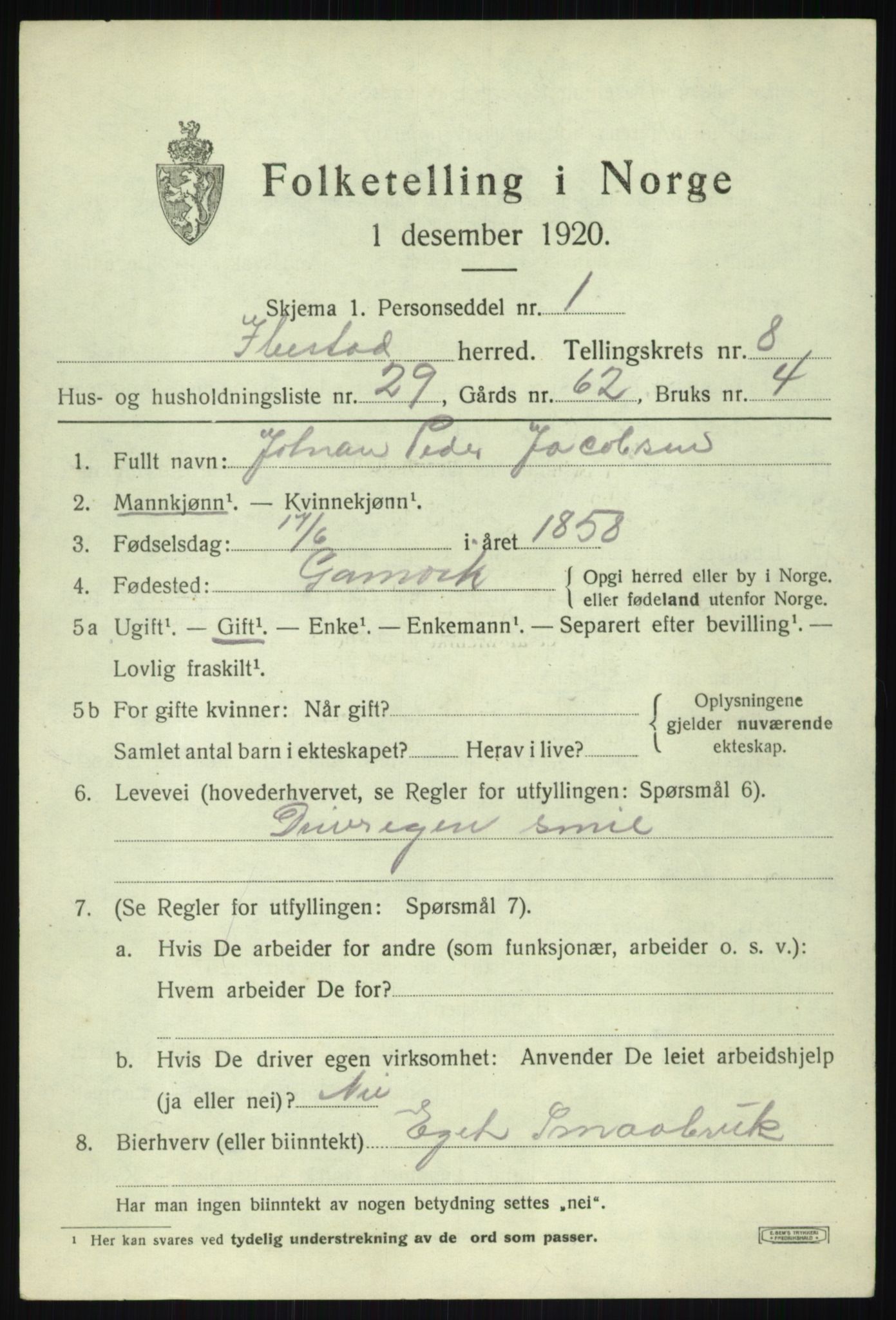 SATØ, 1920 census for Ibestad, 1920, p. 5409