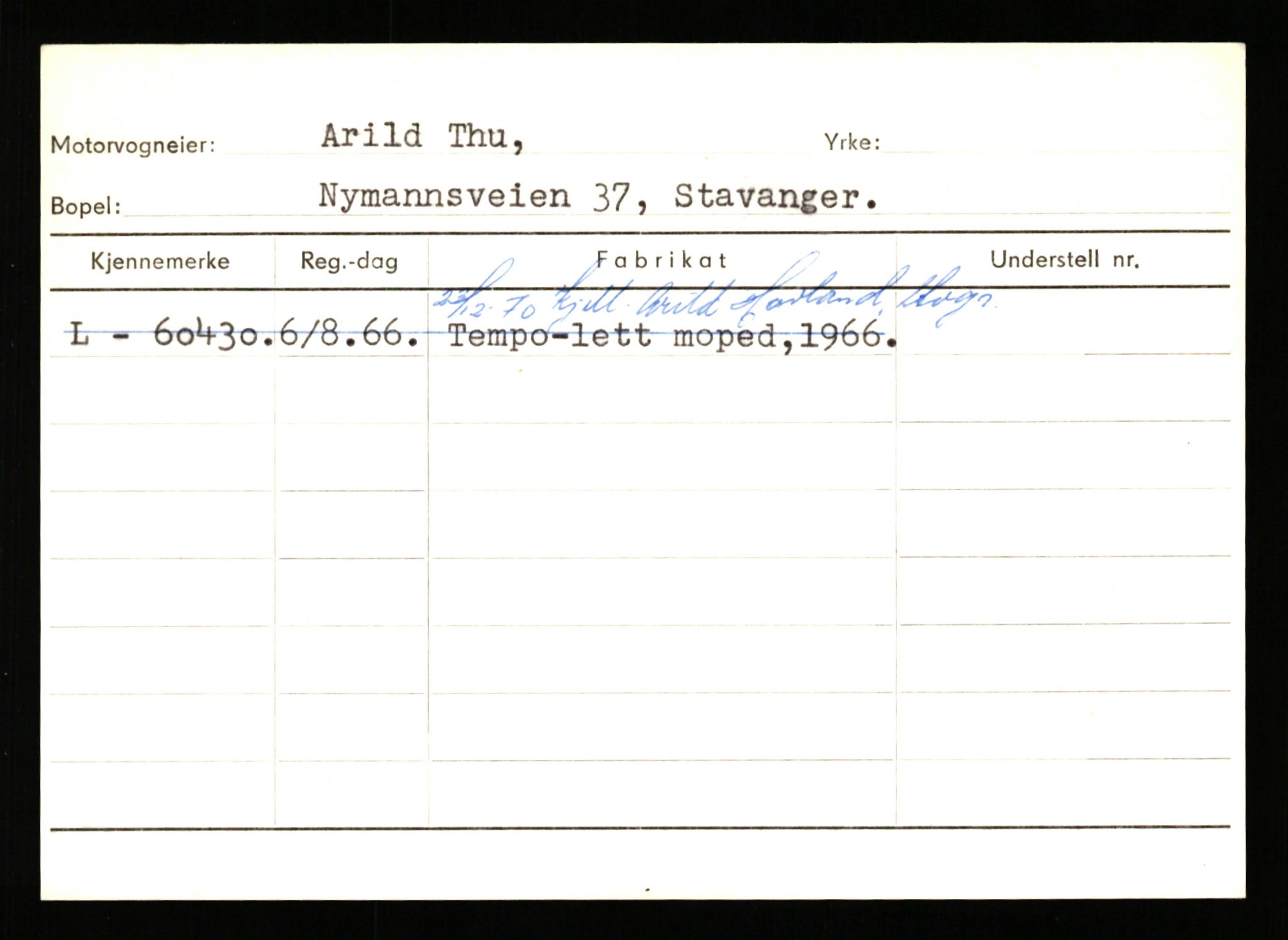 Stavanger trafikkstasjon, SAST/A-101942/0/H/L0040: Torstensen - Ueland, 1930-1971, p. 607