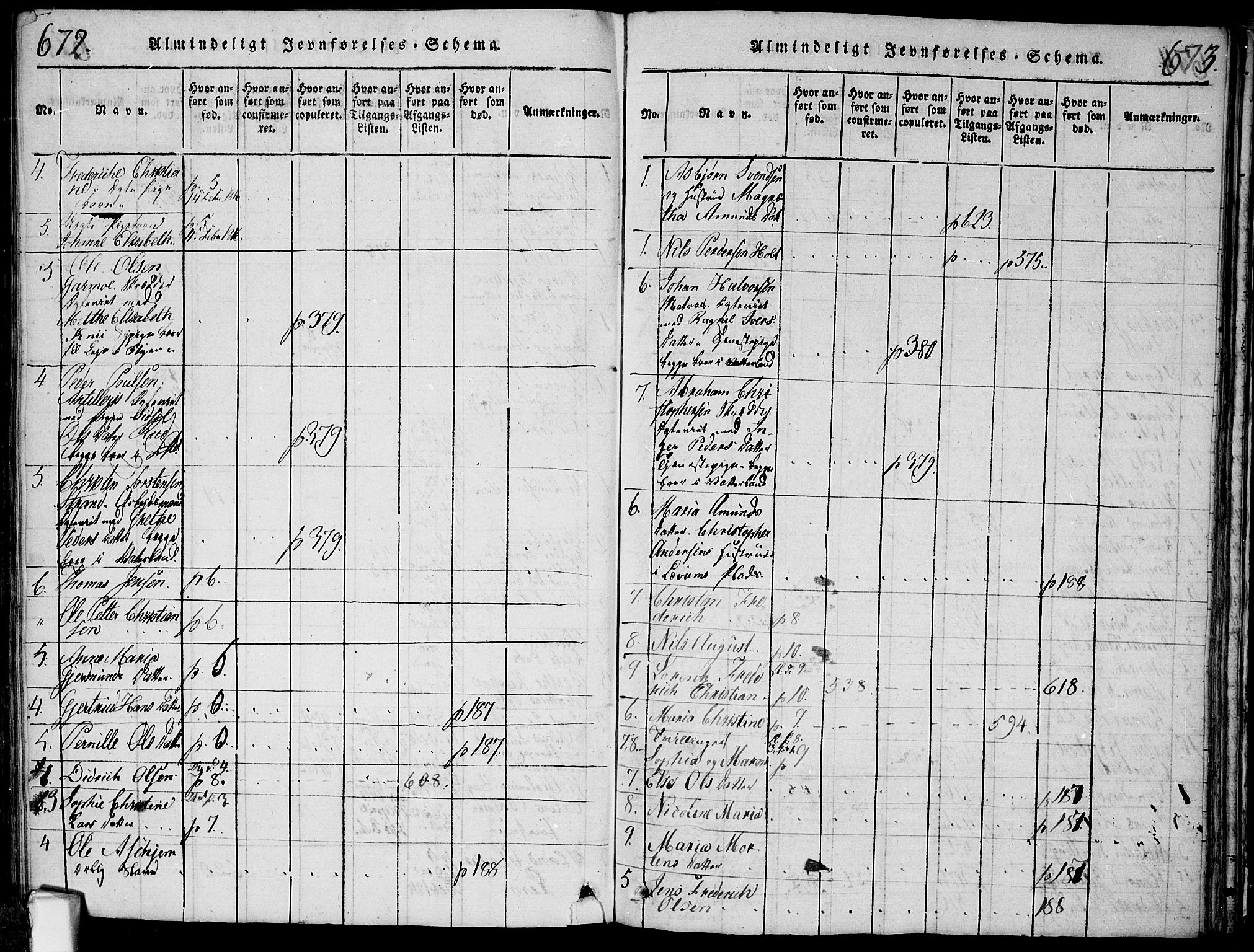 Fredrikstad prestekontor Kirkebøker, SAO/A-11082/F/Fa/L0004: Parish register (official) no. 4, 1816-1834, p. 672-673
