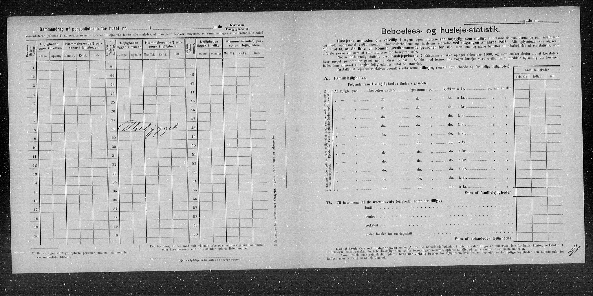 OBA, Municipal Census 1905 for Kristiania, 1905, p. 9085