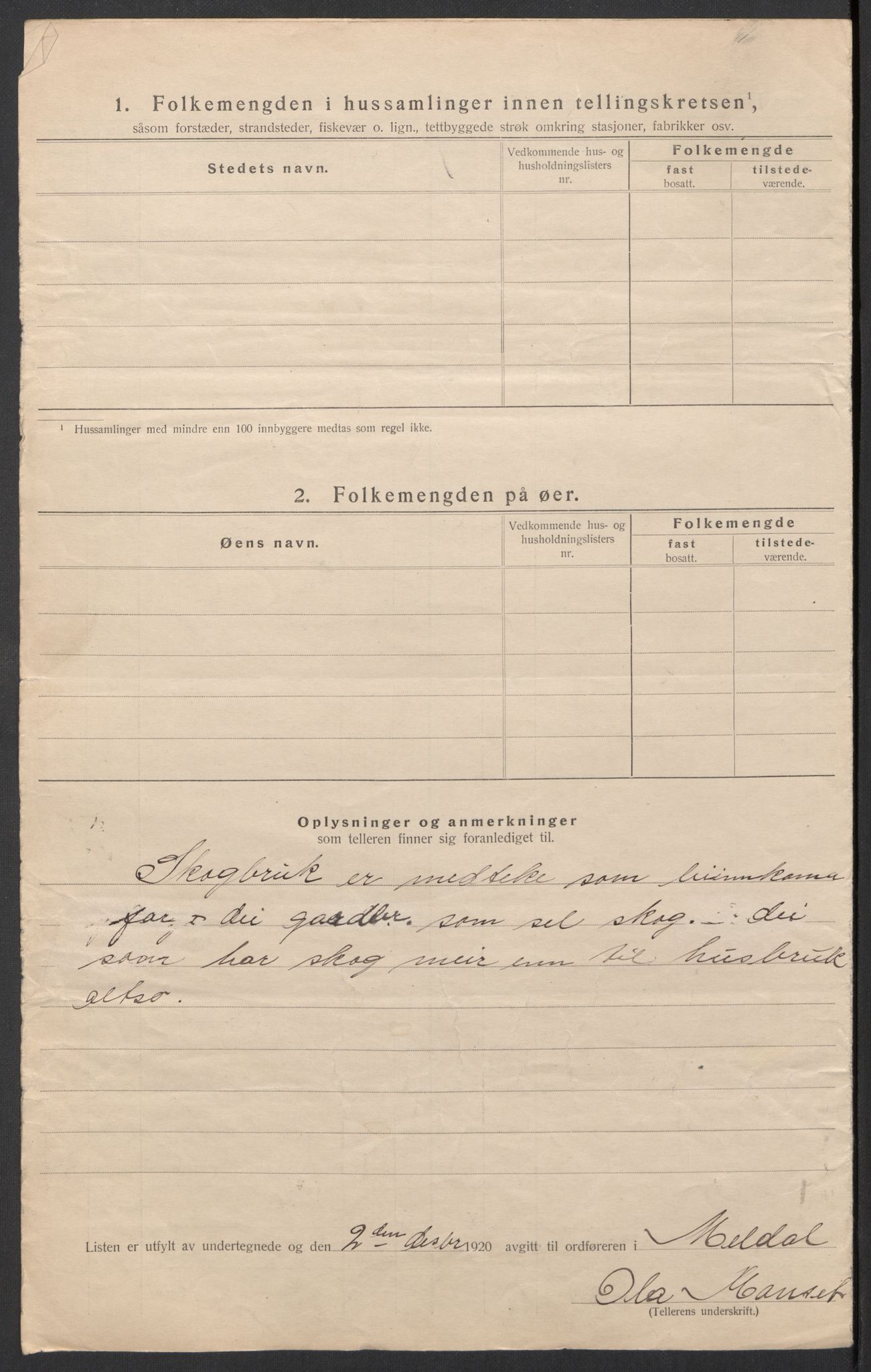 SAT, 1920 census for Meldal, 1920, p. 12