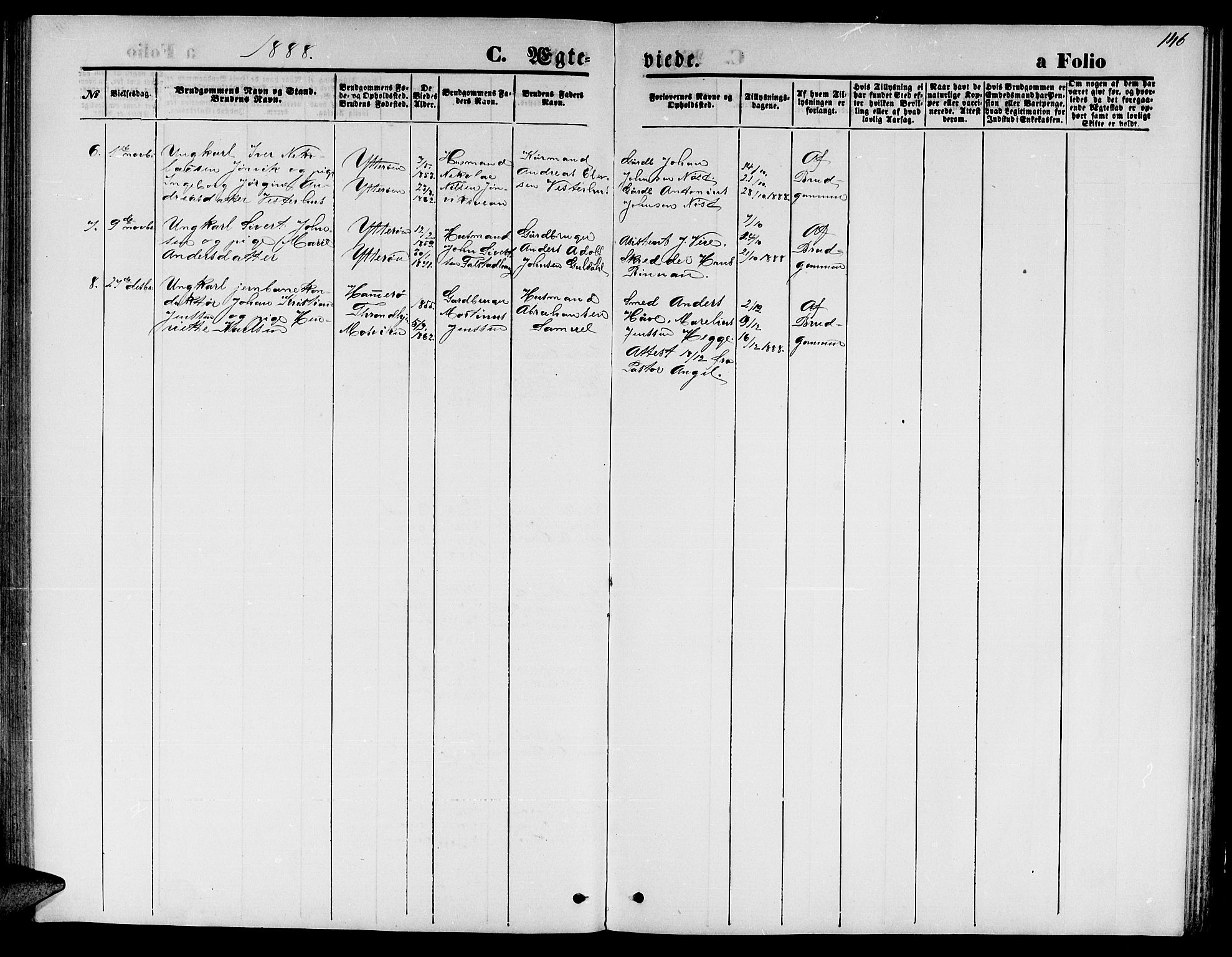 Ministerialprotokoller, klokkerbøker og fødselsregistre - Nord-Trøndelag, AV/SAT-A-1458/722/L0225: Parish register (copy) no. 722C01, 1871-1888, p. 146