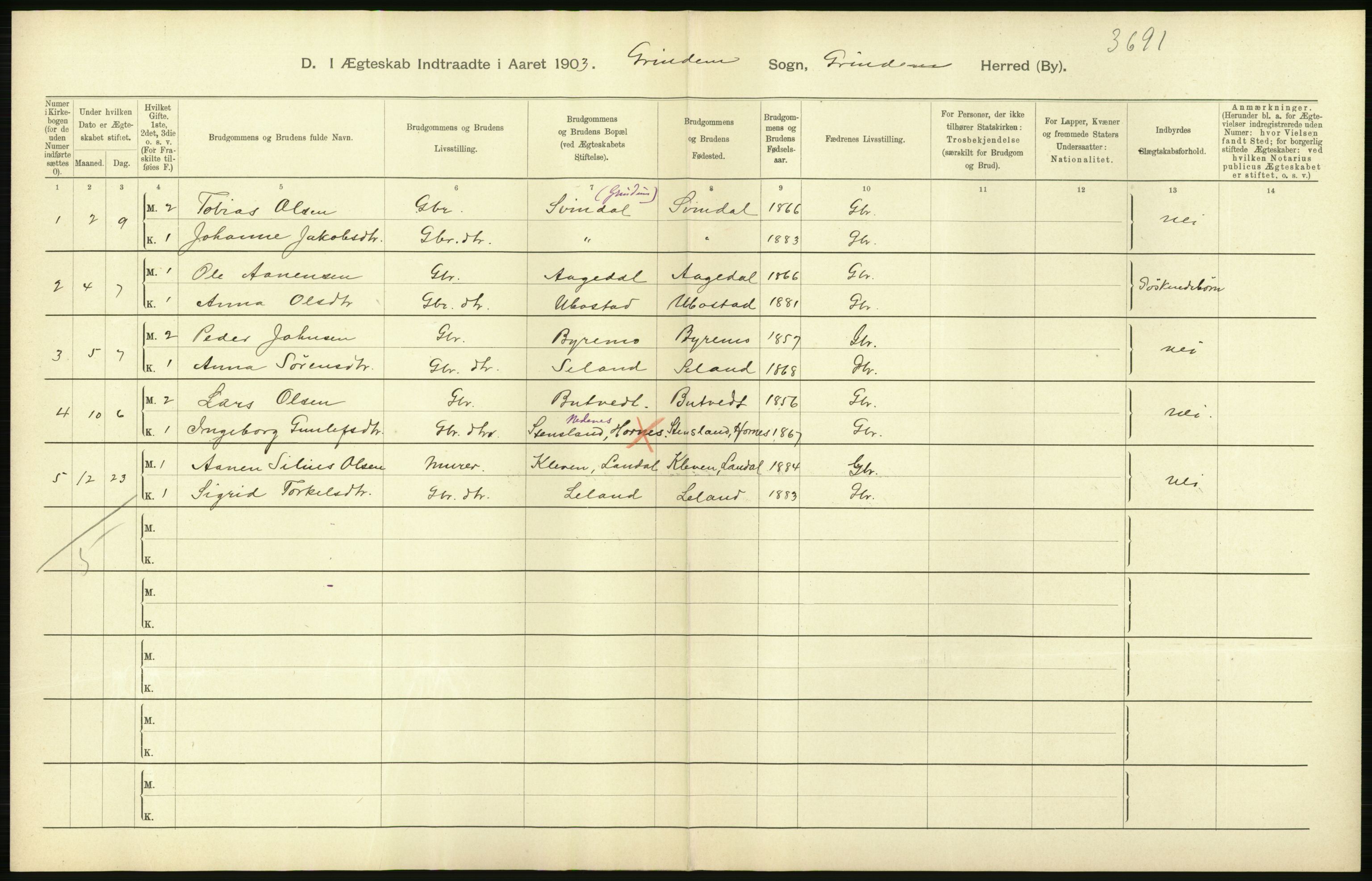 Statistisk sentralbyrå, Sosiodemografiske emner, Befolkning, AV/RA-S-2228/D/Df/Dfa/Dfaa/L0011: Lister og Mandal amt: Fødte, gifte, døde, 1903, p. 316