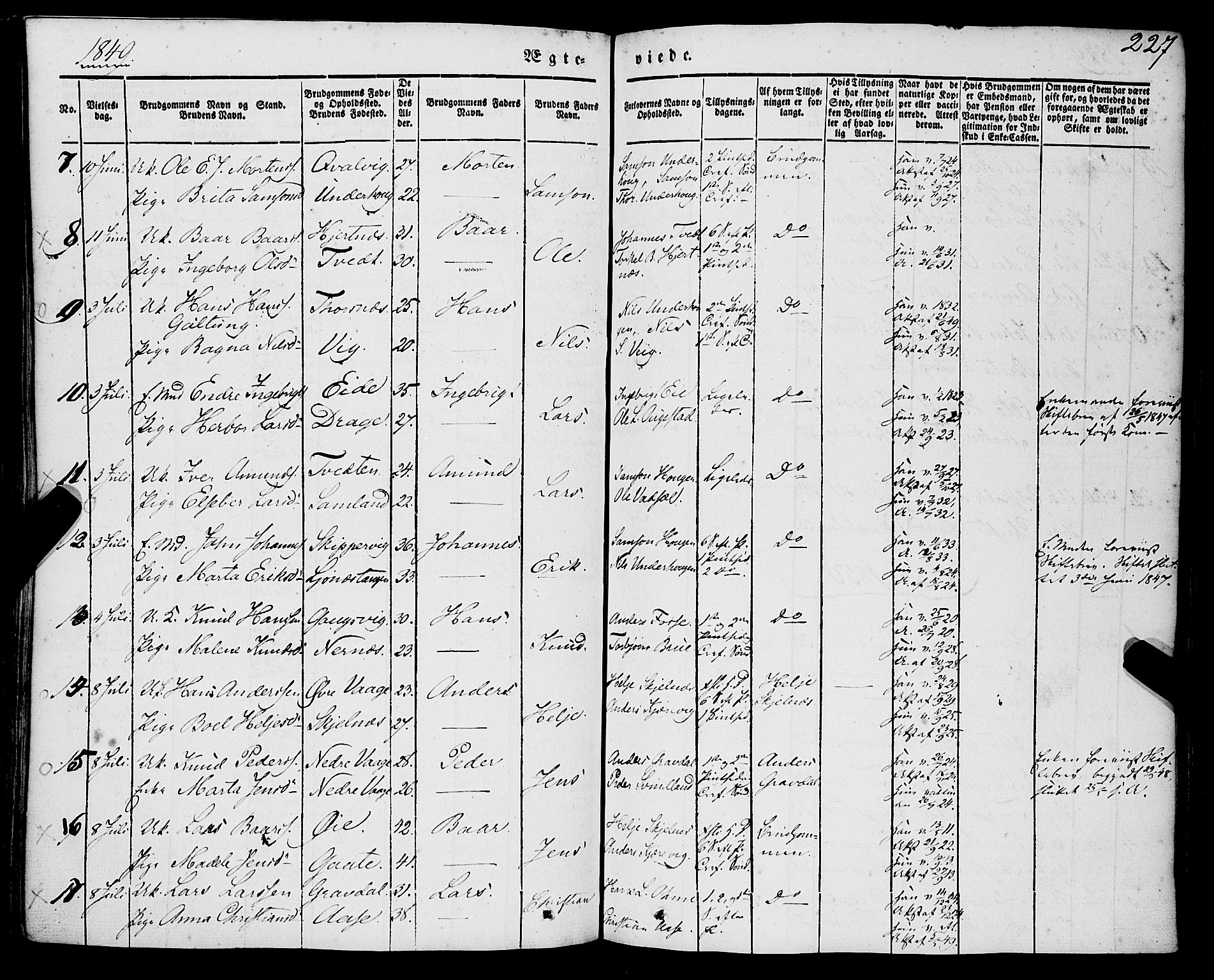 Strandebarm sokneprestembete, SAB/A-78401/H/Haa: Parish register (official) no. A 7, 1844-1872, p. 227