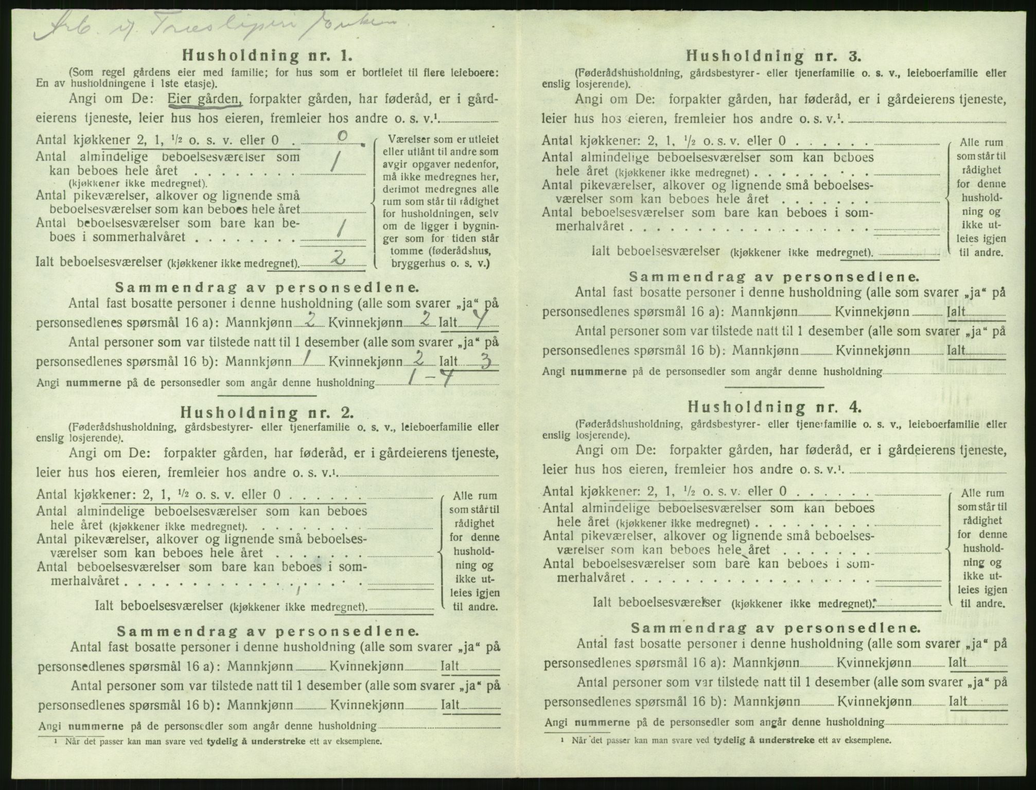 SAK, 1920 census for Gjerstad, 1920, p. 110