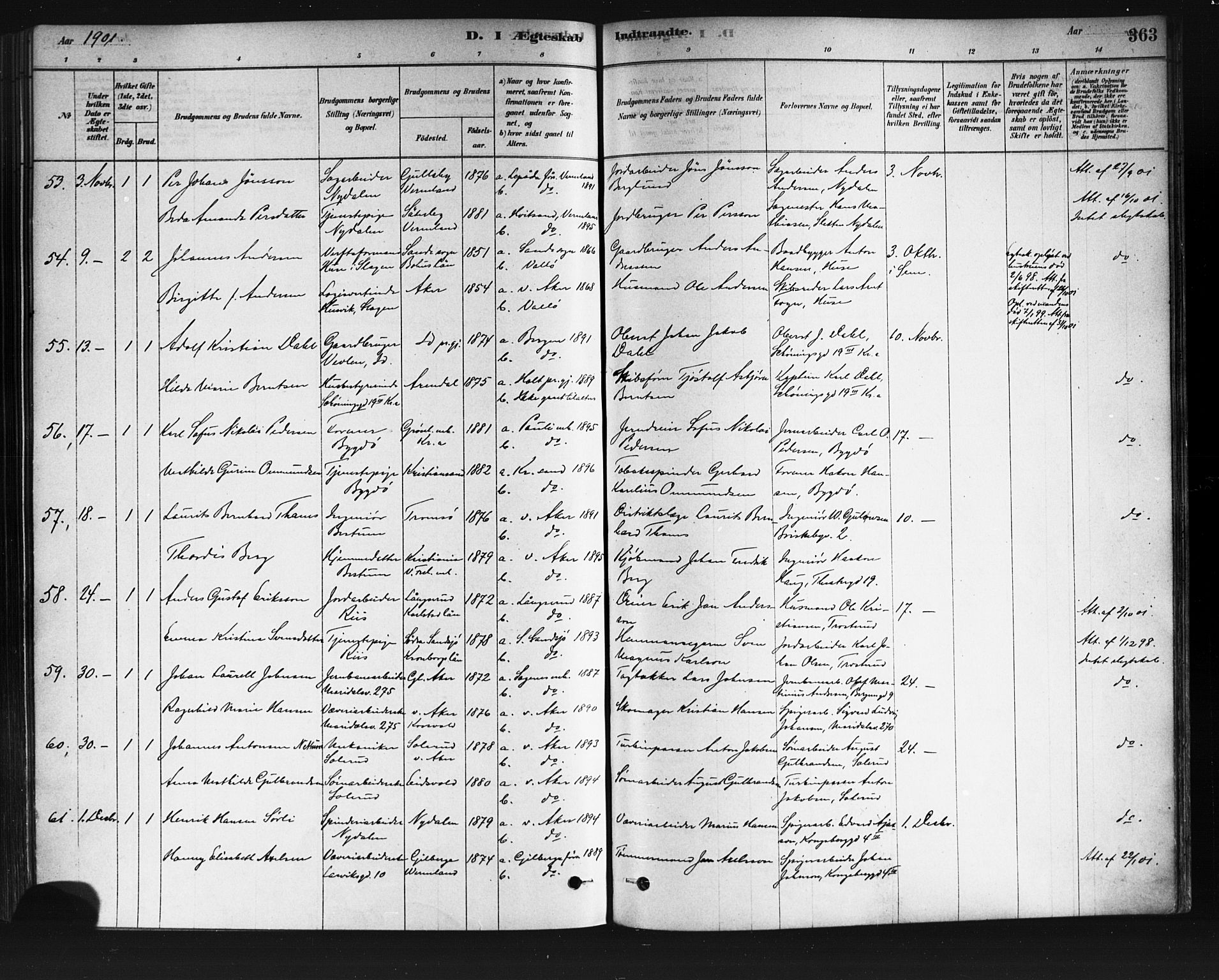 Vestre Aker prestekontor Kirkebøker, AV/SAO-A-10025/F/Fa/L0008: Parish register (official) no. 8, 1878-1903, p. 363