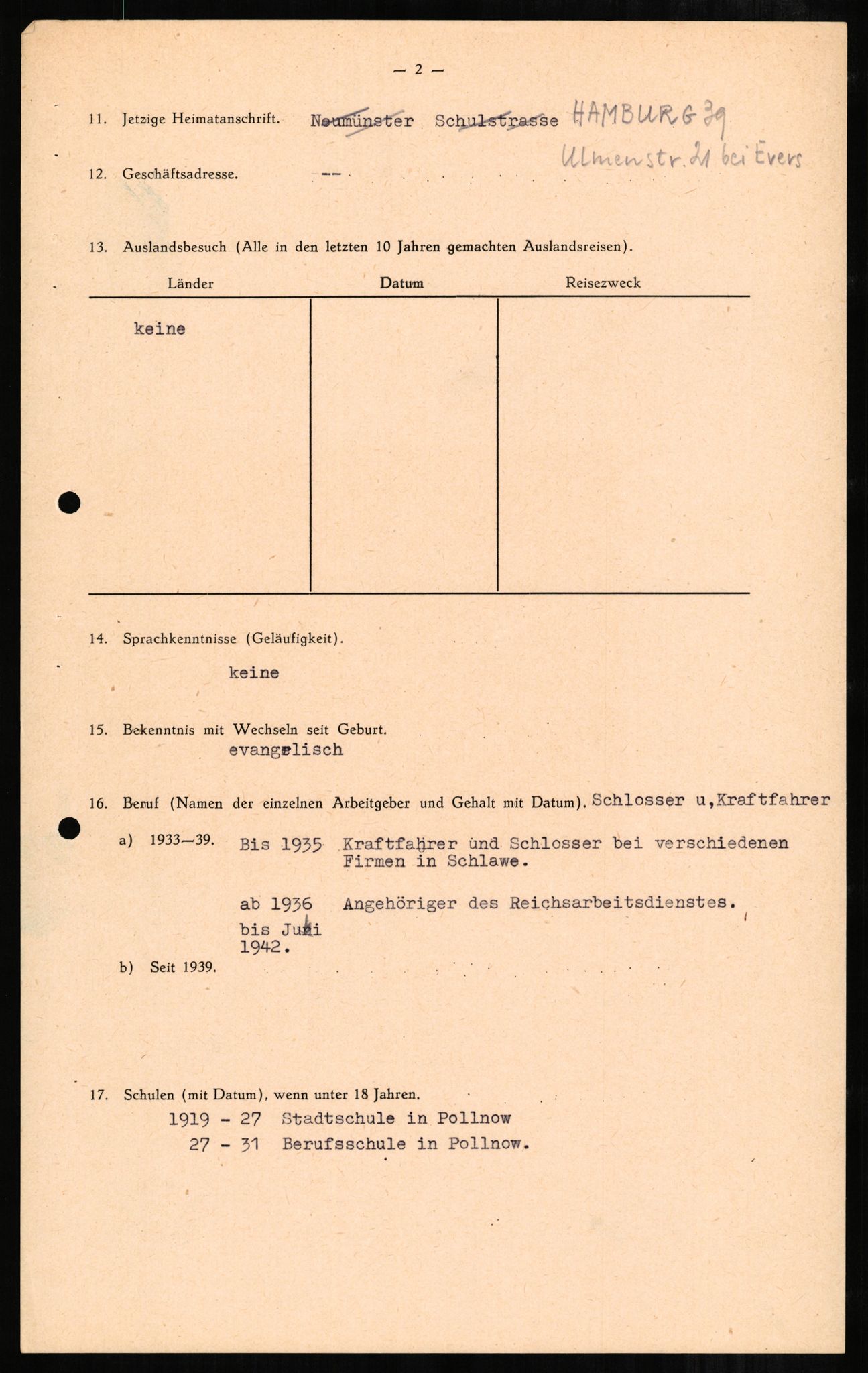Forsvaret, Forsvarets overkommando II, AV/RA-RAFA-3915/D/Db/L0002: CI Questionaires. Tyske okkupasjonsstyrker i Norge. Tyskere., 1945-1946, p. 205