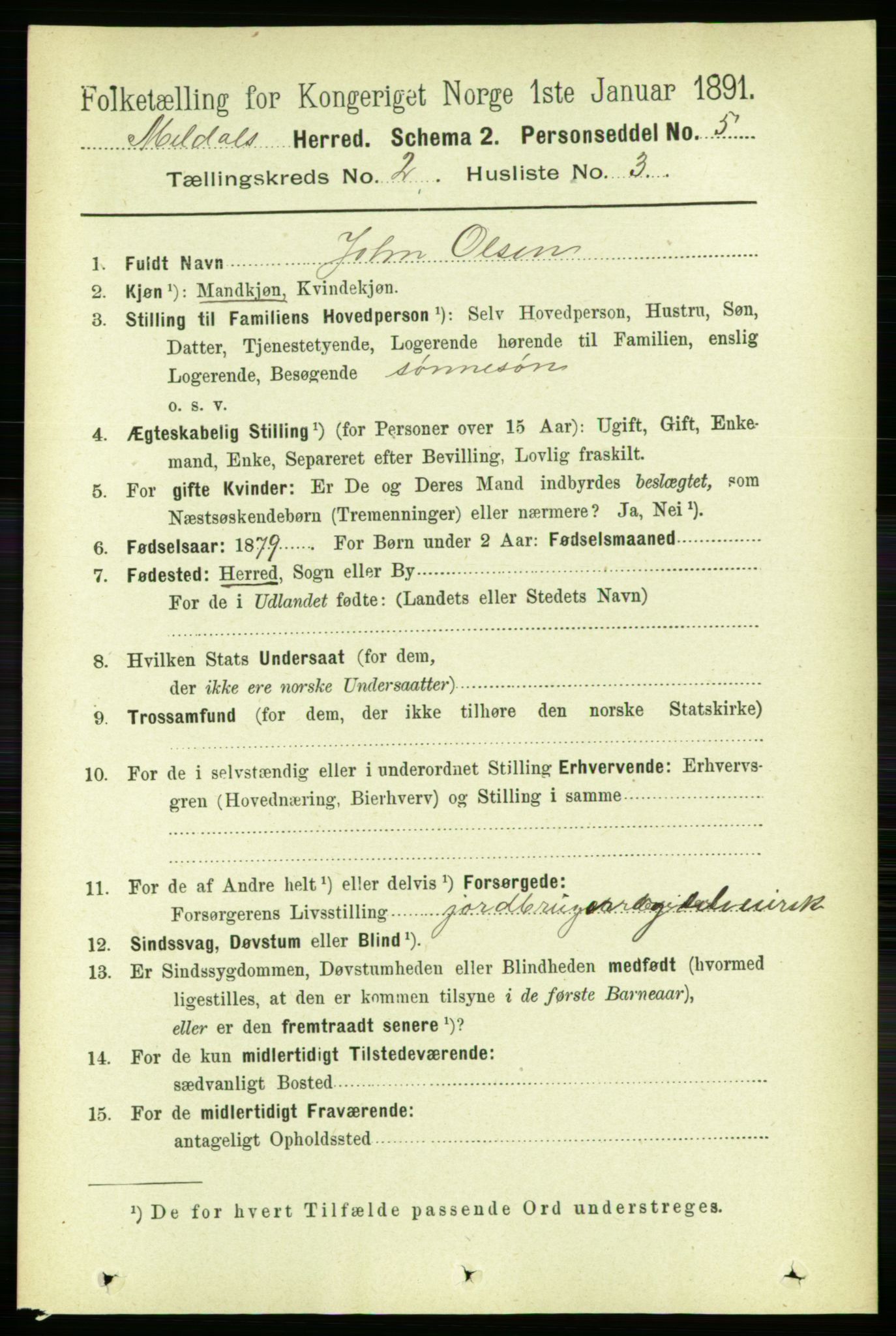 RA, 1891 census for 1636 Meldal, 1891, p. 1076