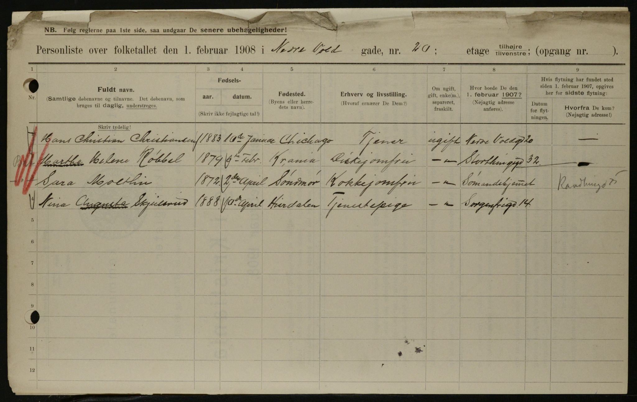 OBA, Municipal Census 1908 for Kristiania, 1908, p. 62442