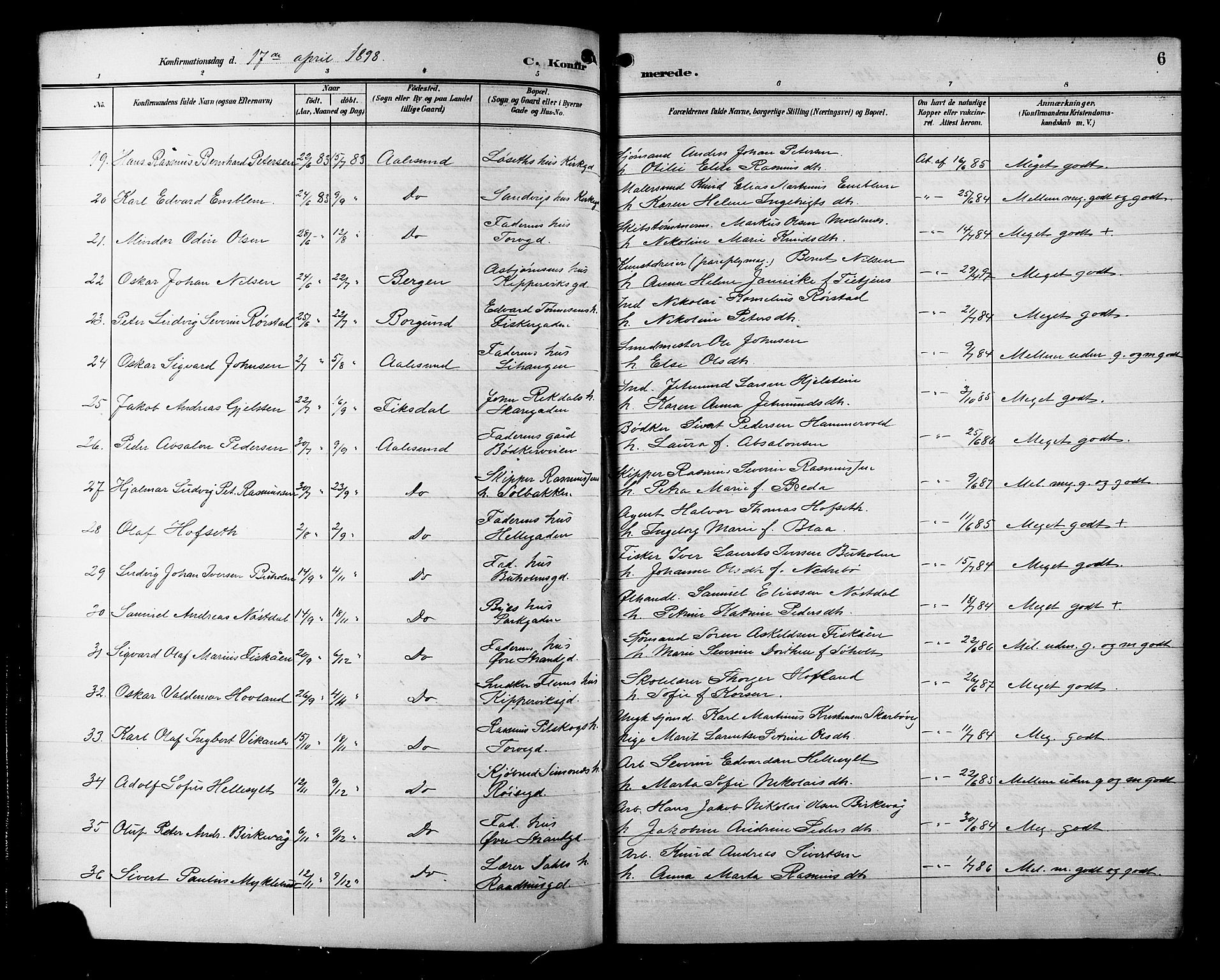 Ministerialprotokoller, klokkerbøker og fødselsregistre - Møre og Romsdal, AV/SAT-A-1454/529/L0469: Parish register (copy) no. 529C06, 1898-1906, p. 6