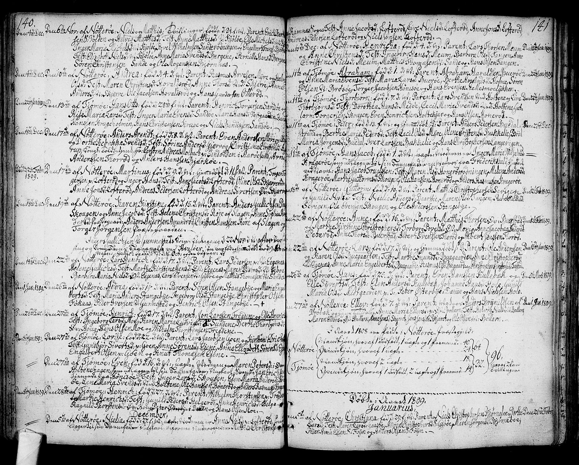 Nøtterøy kirkebøker, SAKO/A-354/F/Fa/L0003: Parish register (official) no. I 3, 1791-1814, p. 140-141