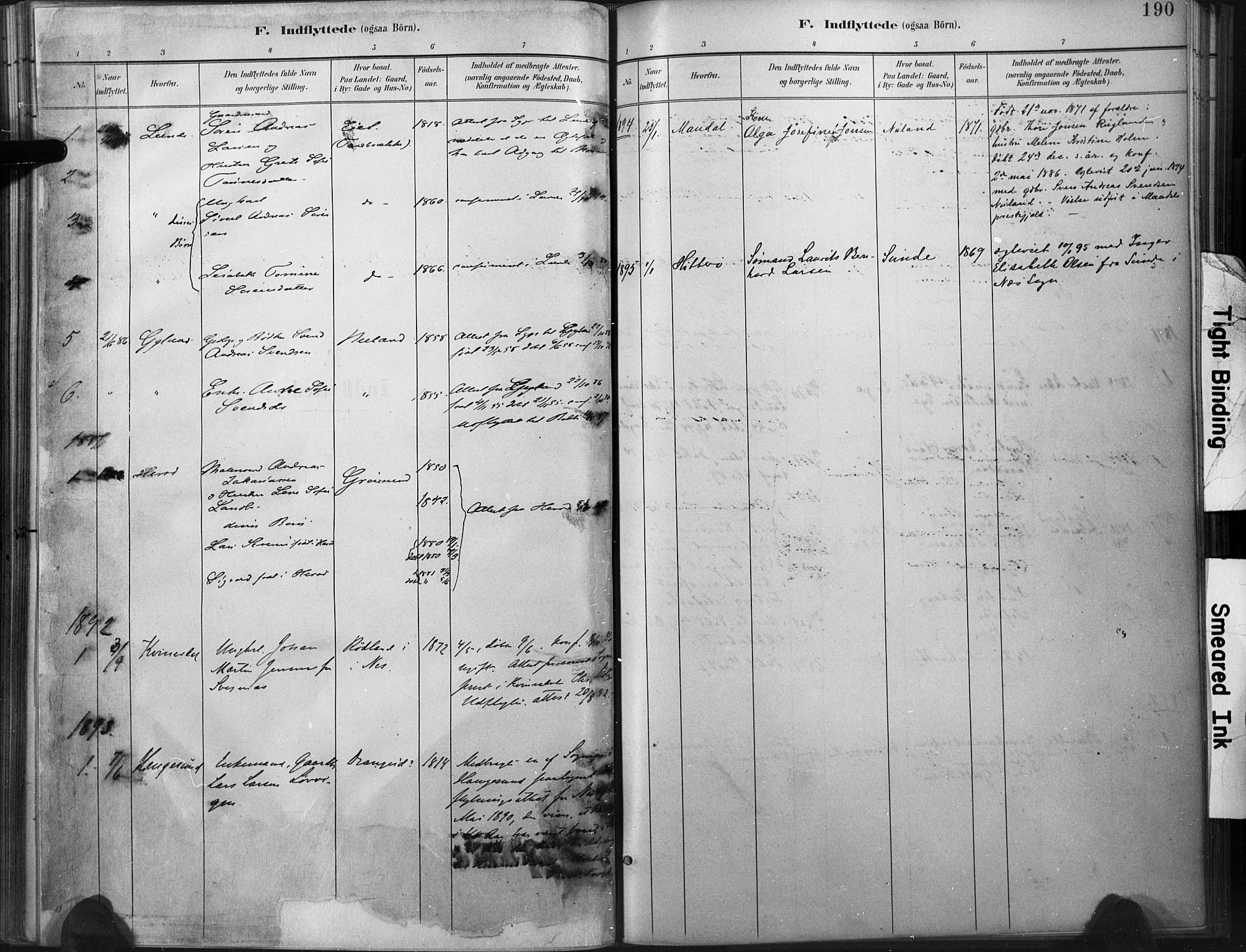 Flekkefjord sokneprestkontor, AV/SAK-1111-0012/F/Fa/Fac/L0008: Parish register (official) no. A 8, 1885-1898, p. 190