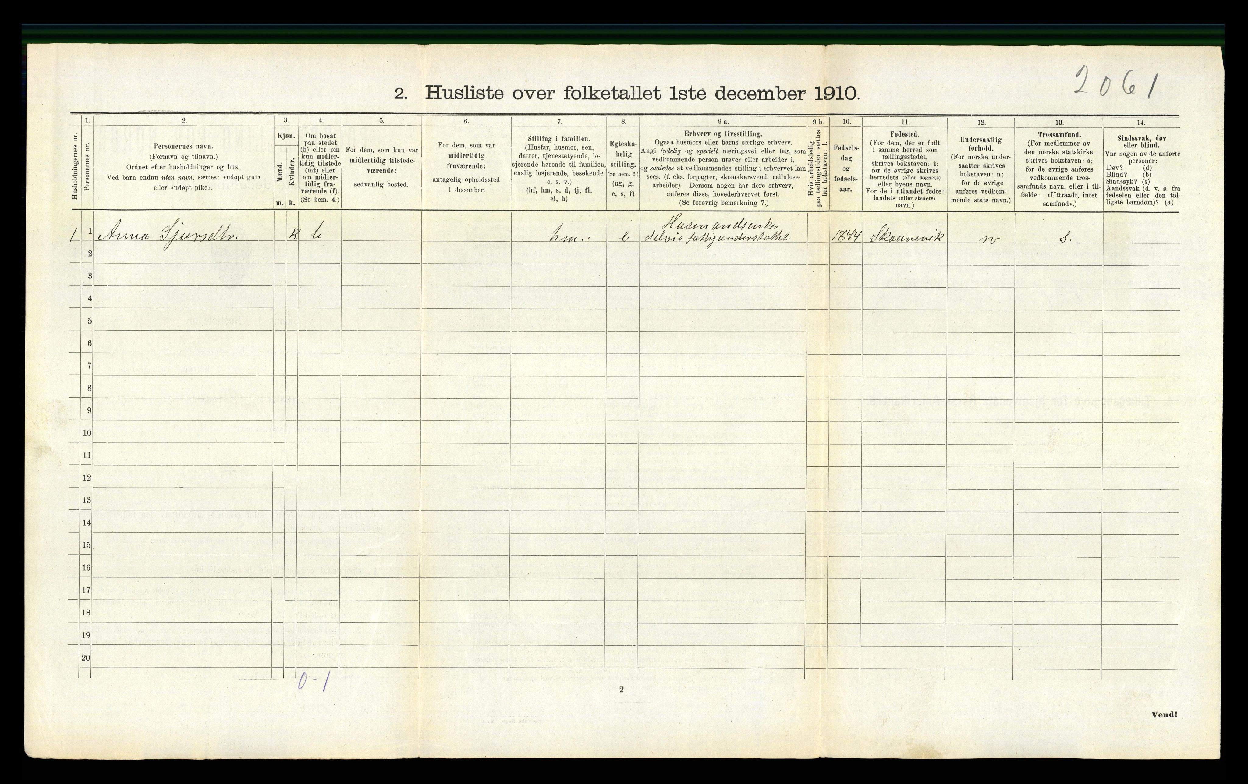 RA, 1910 census for Fjelberg, 1910, p. 1214