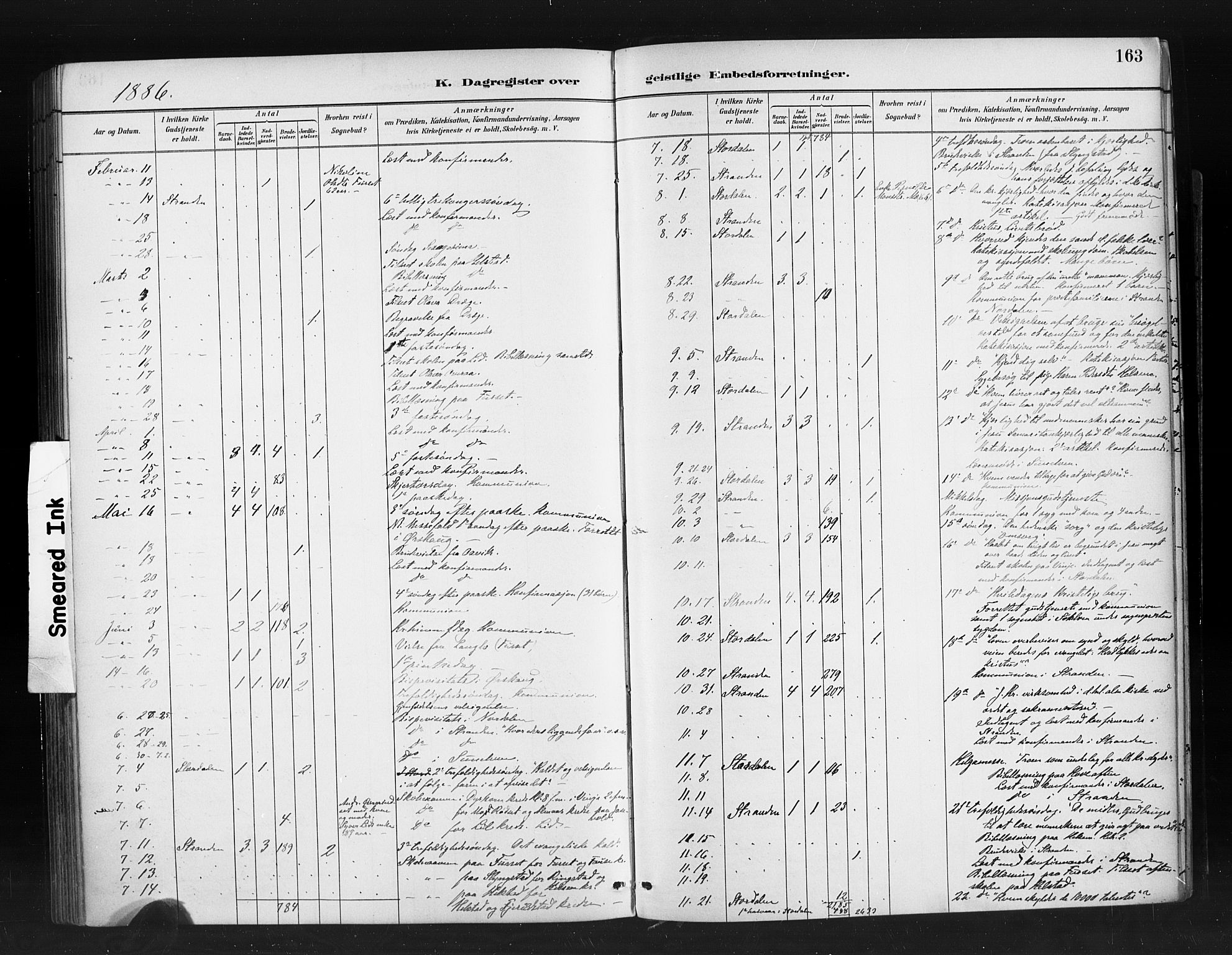 Ministerialprotokoller, klokkerbøker og fødselsregistre - Møre og Romsdal, AV/SAT-A-1454/520/L0283: Parish register (official) no. 520A12, 1882-1898, p. 163